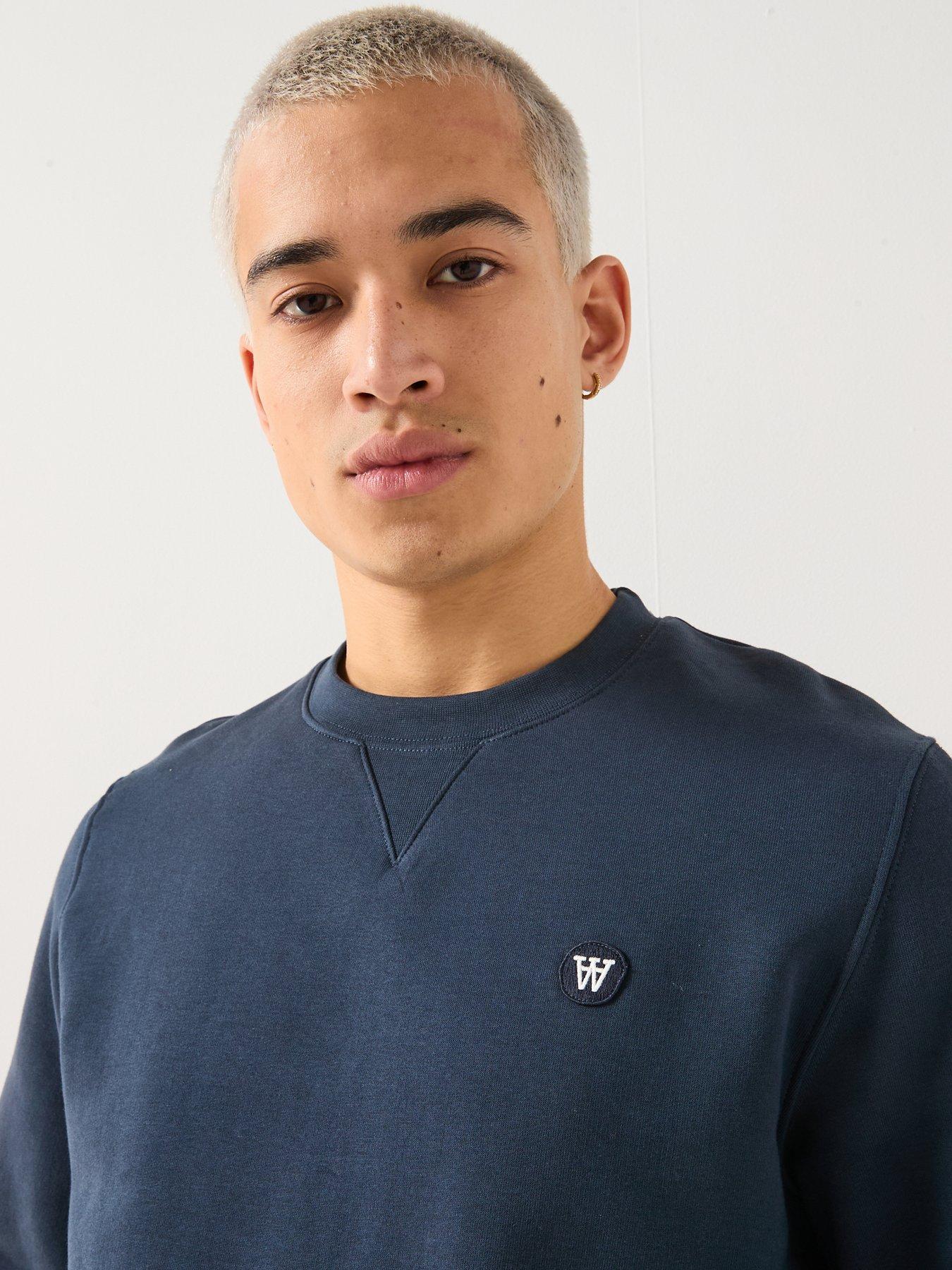  image of double-a-by-wood-wood-tye-coin-logo-crew-sweatshirt-navy