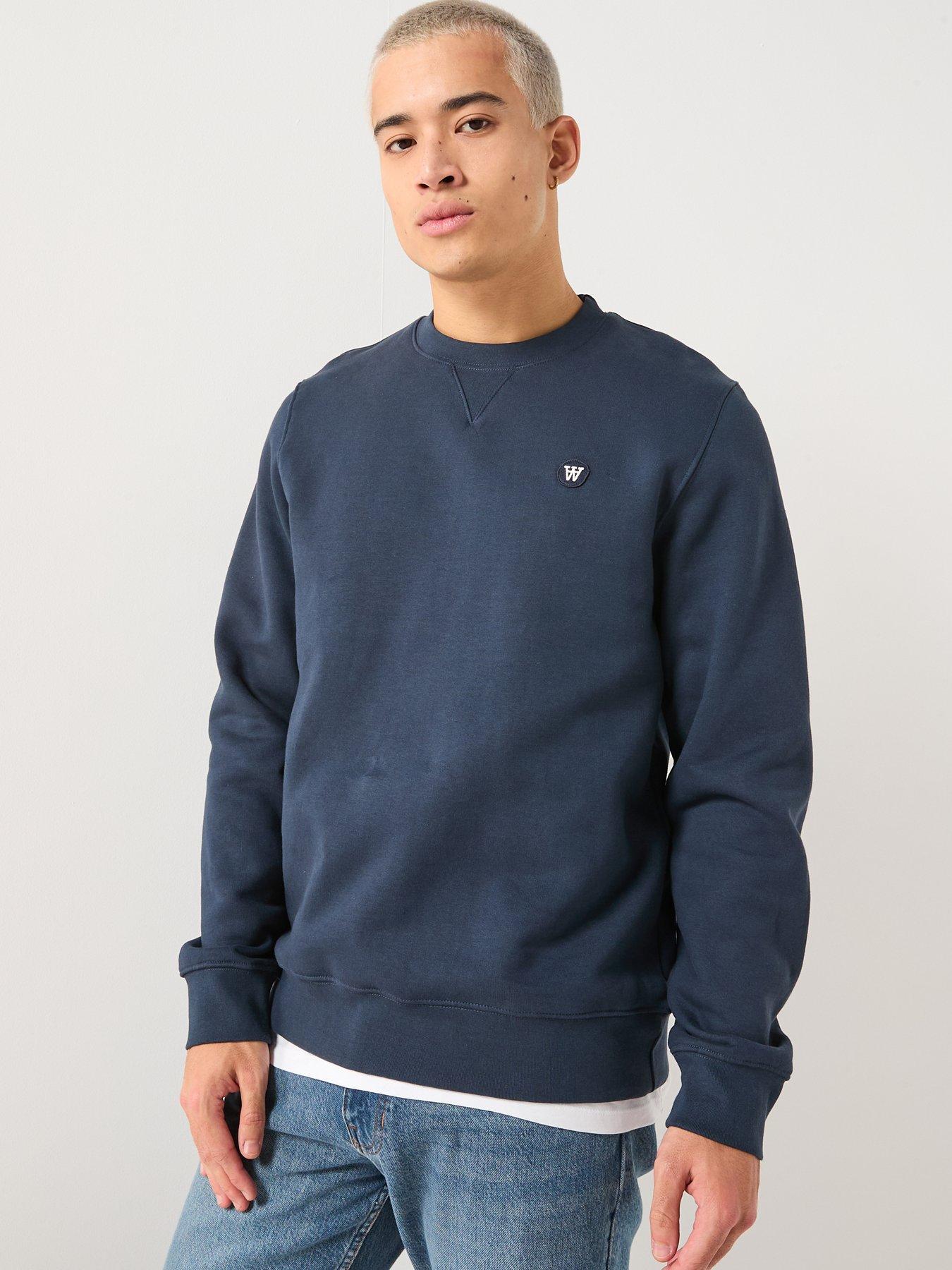  image of double-a-by-wood-wood-tye-coin-logo-crew-sweatshirt-navy