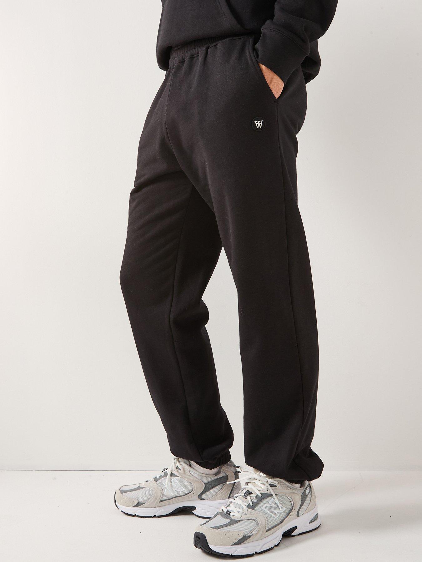 Double A by Wood Wood Cal Coin Logo Cuff Joggers - Black