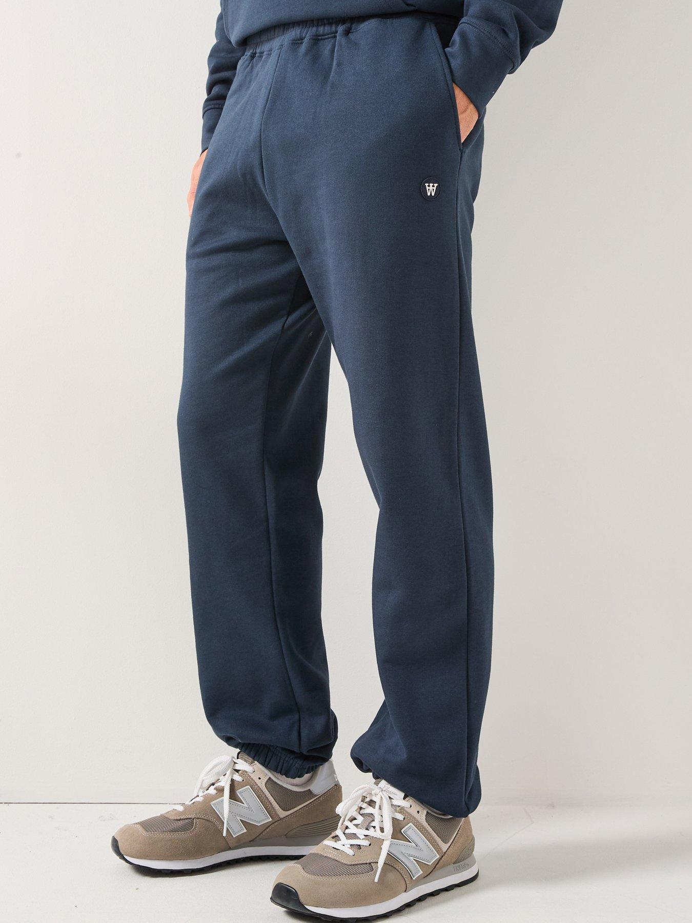 Image 1 of 6 of Double A by Wood Wood Double A By Cal Coin Logo Cuff Joggers - Navy