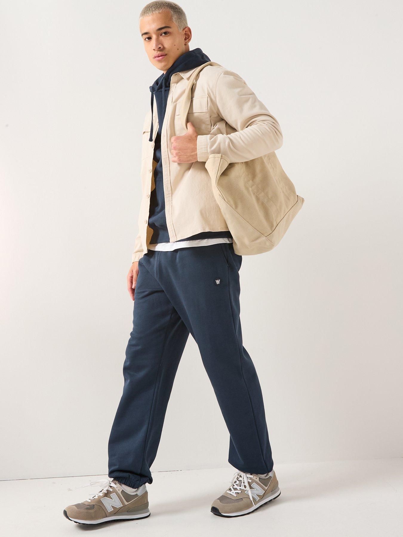  image of double-a-by-wood-wood-cal-coin-logo-cuff-joggers-navy