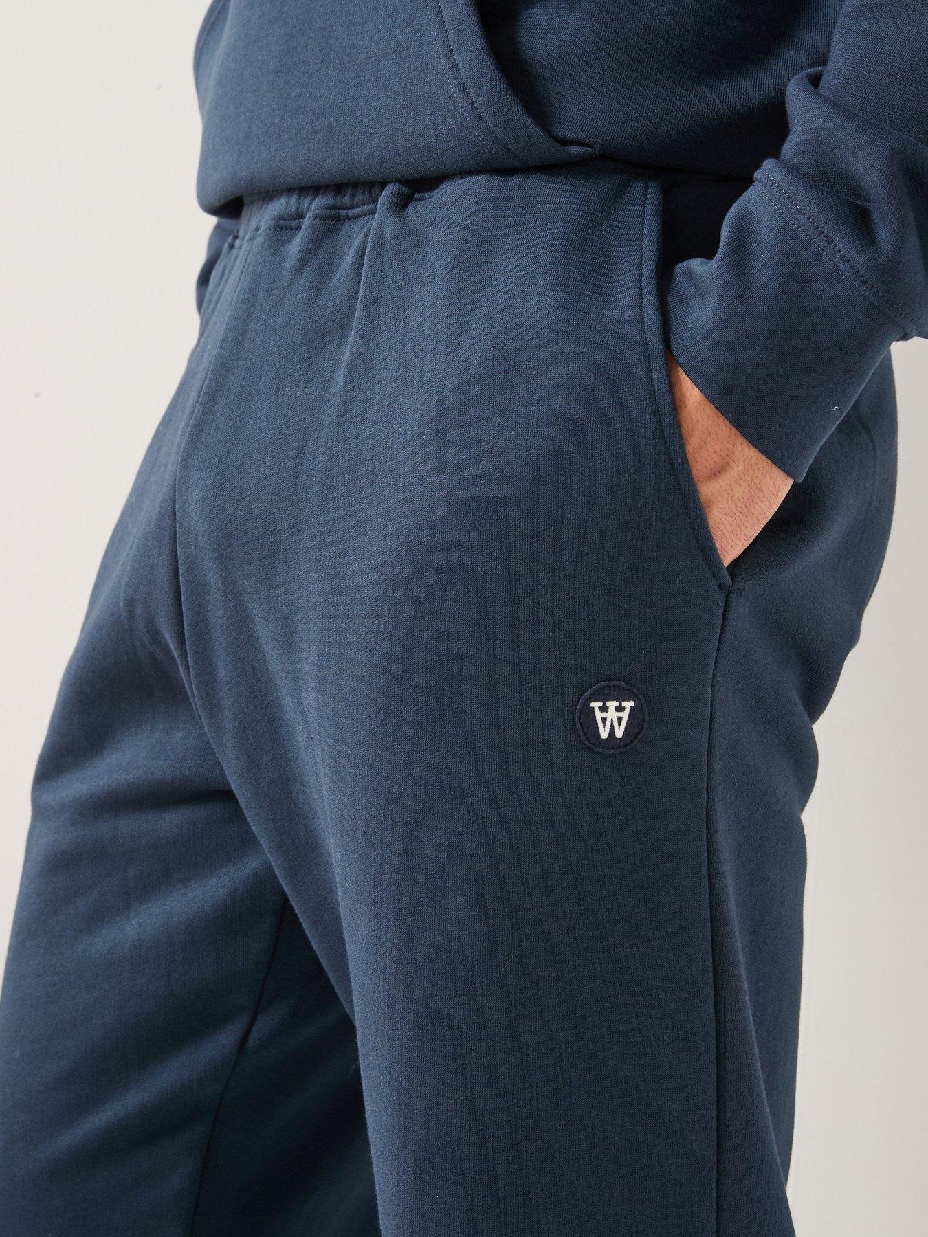 Image 5 of 6 of Double A by Wood Wood Double A By Cal Coin Logo Cuff Joggers - Navy