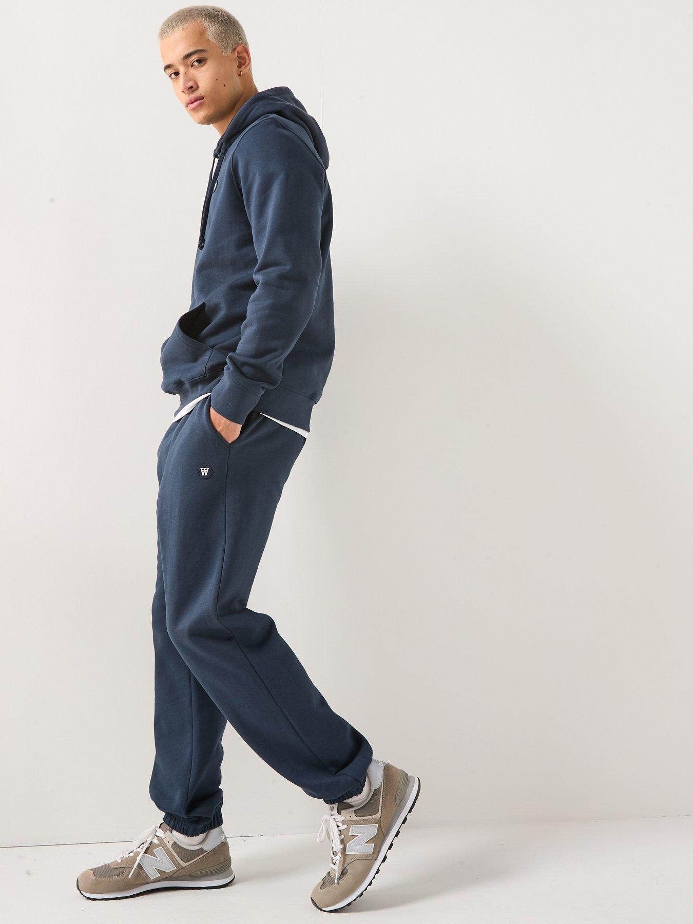  image of double-a-by-wood-wood-cal-coin-logo-cuff-joggers-navy