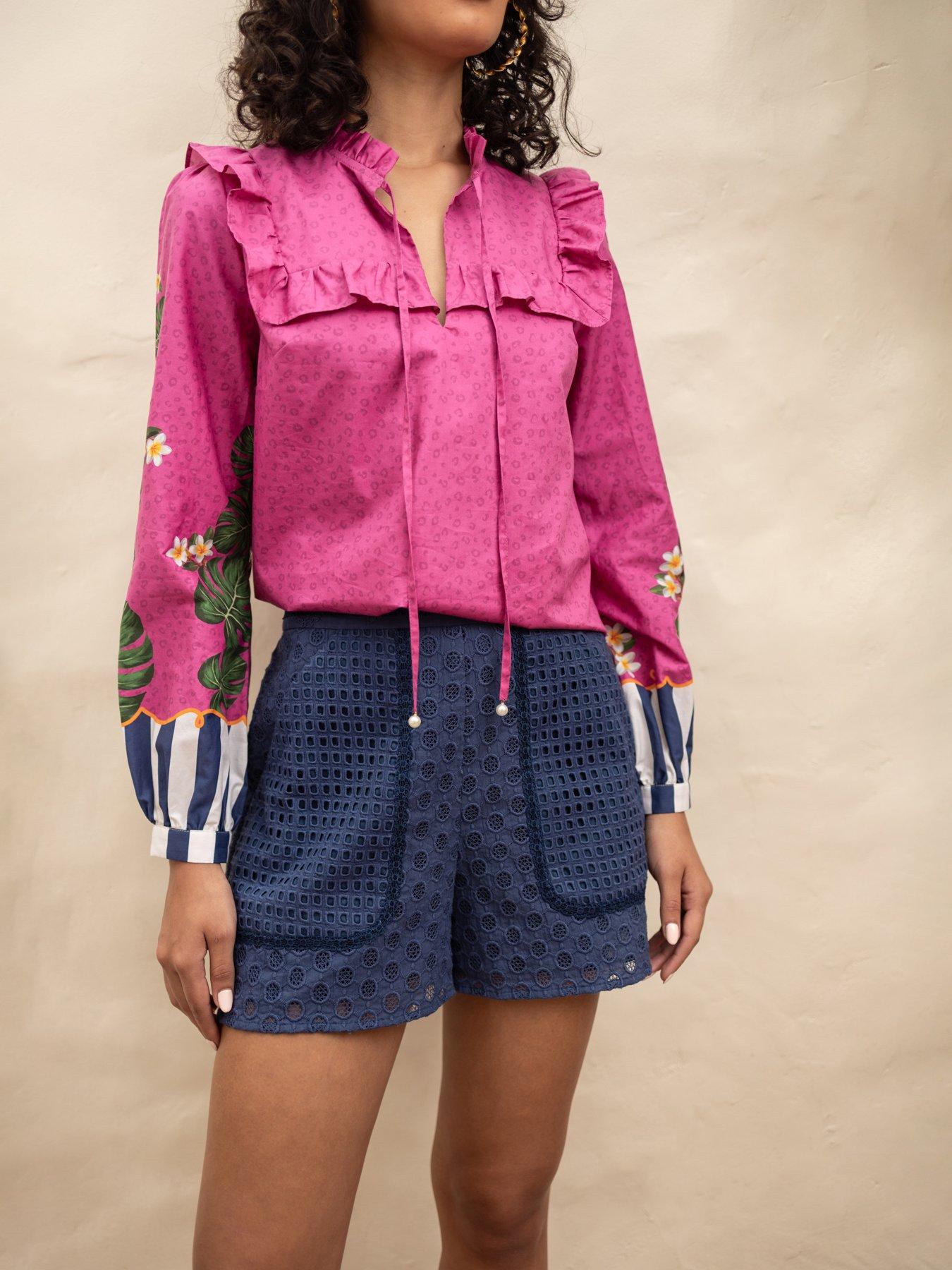 Emily Lovelock Nova Broderie Anglaise Shorts - Blue