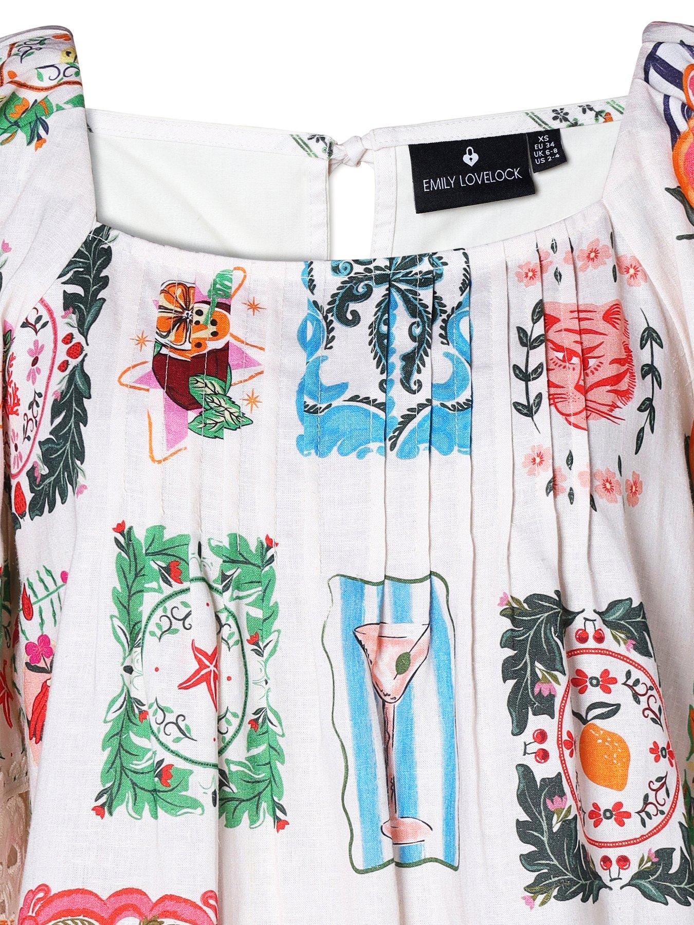 Image 5 of 5 of Emily Lovelock Rosie Print Blouse - White
