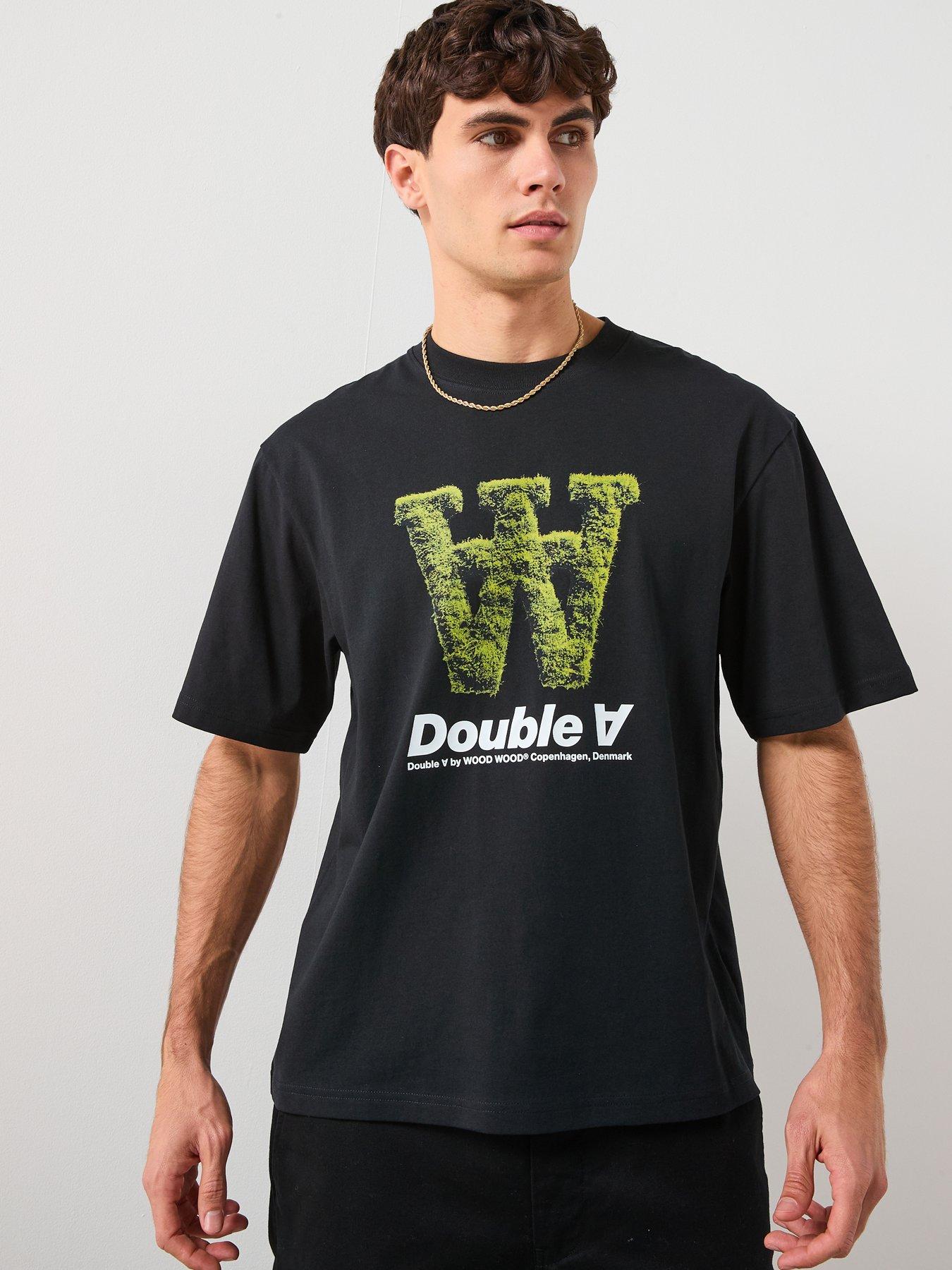 Double A by Wood Wood Liam Graphic Print T-Shirt - Black