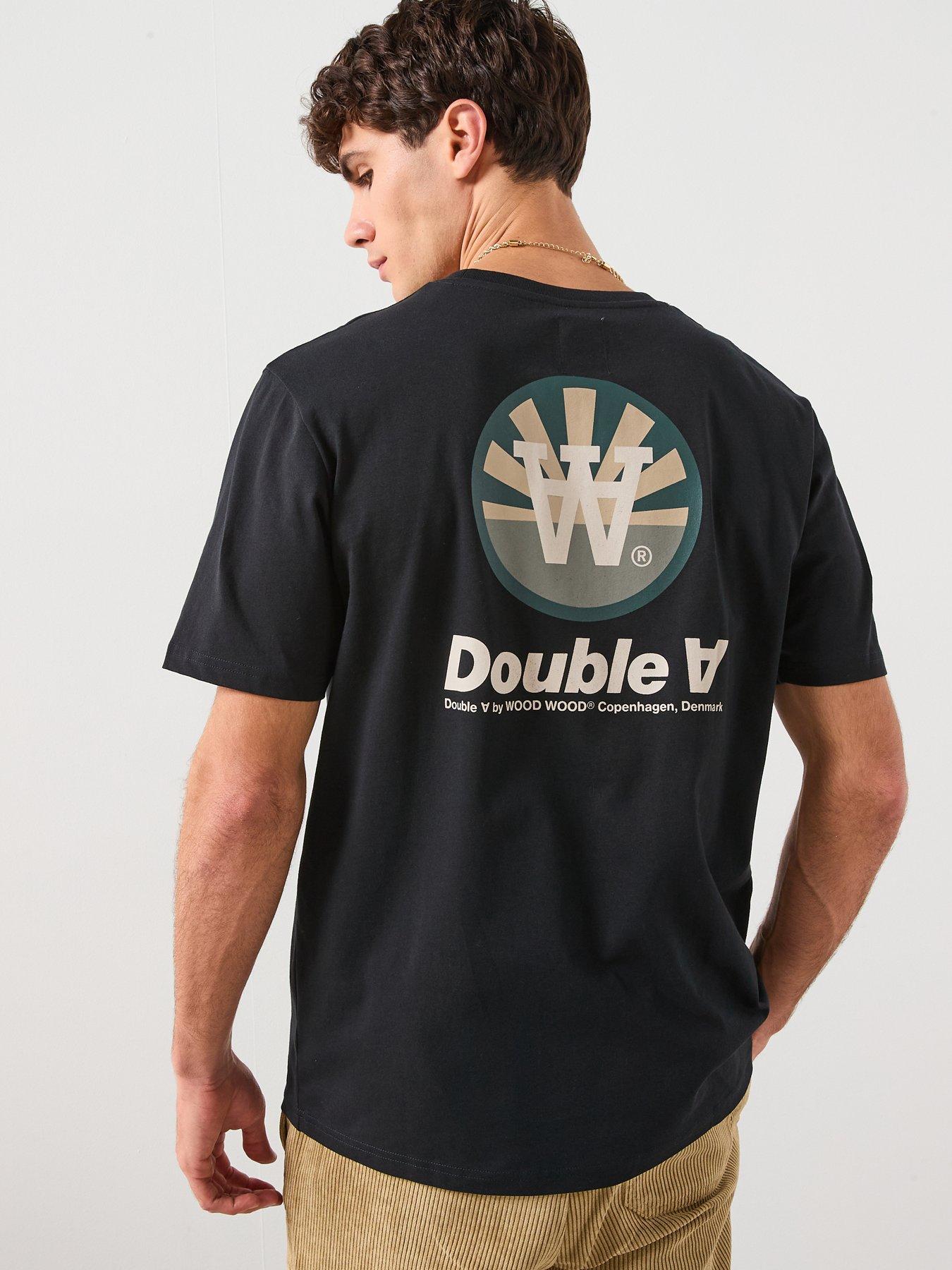 Double A by Wood Wood Chest Logo Back Graphic T-Shirt - Black