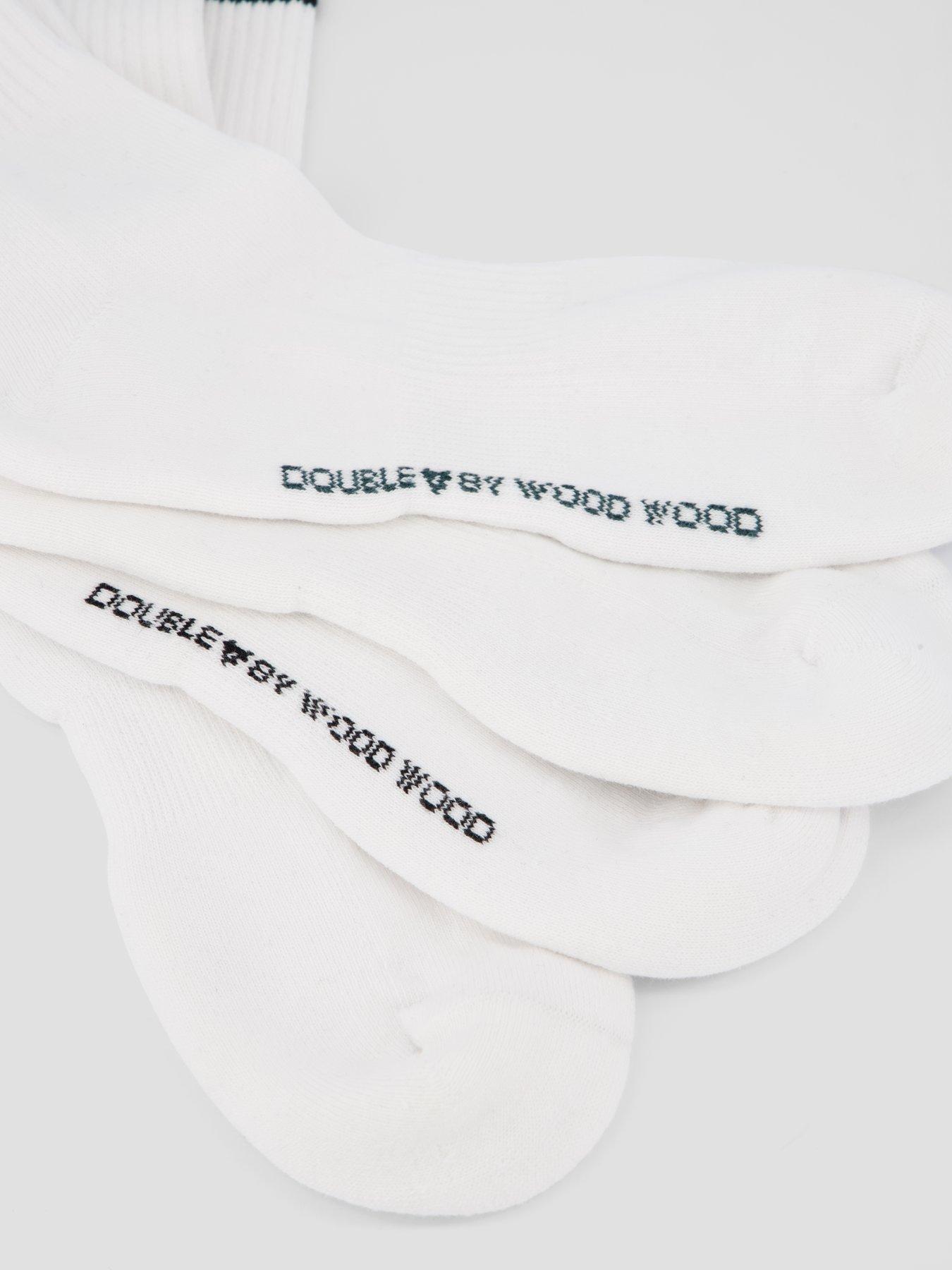 Image 3 of 3 of WOOD WOOD Double A By Ryder 2 Pack Crew Socks - White