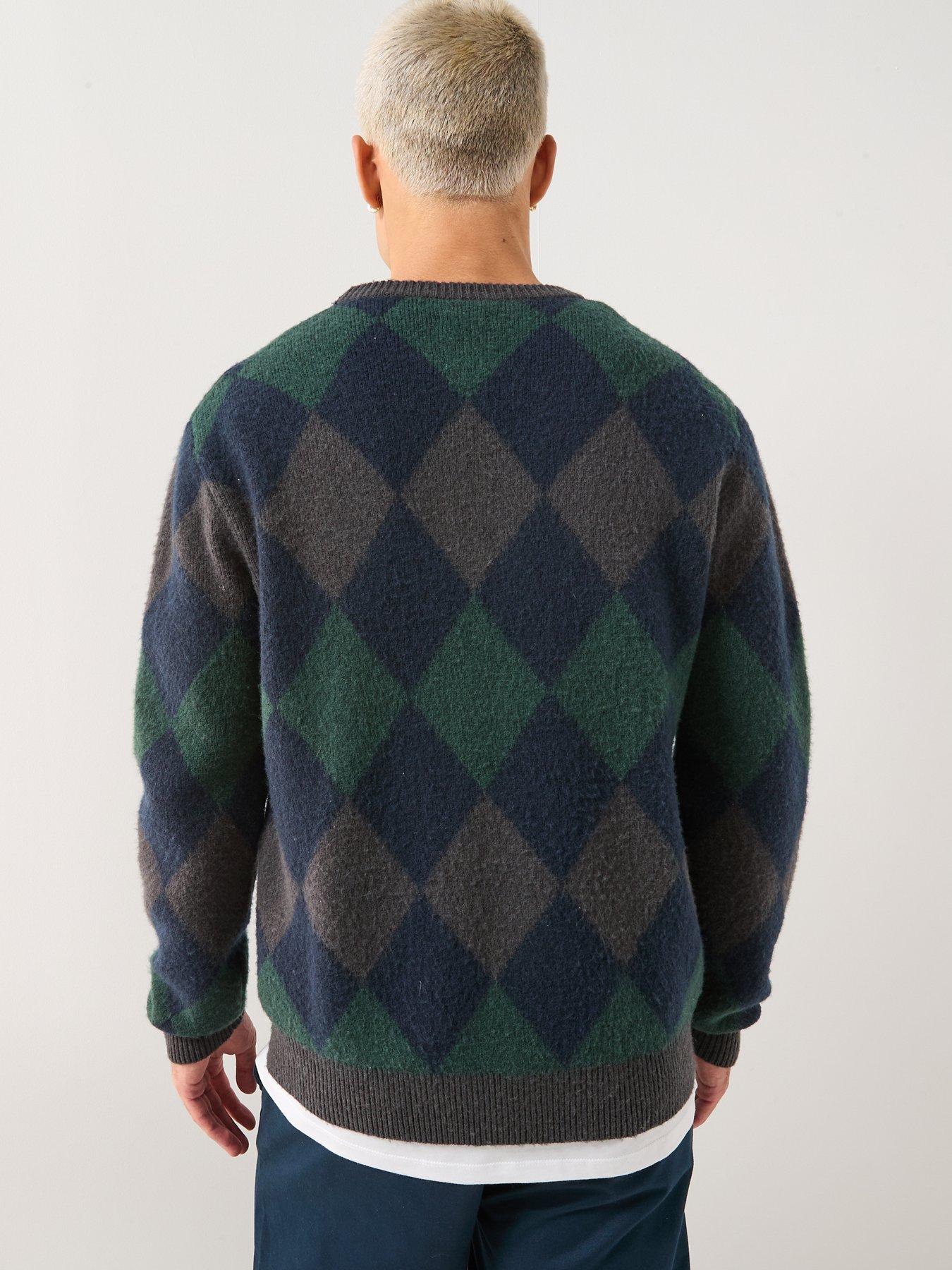  image of double-a-by-wood-wood-jan-argyle-crew-knitted-jumper-dark-green