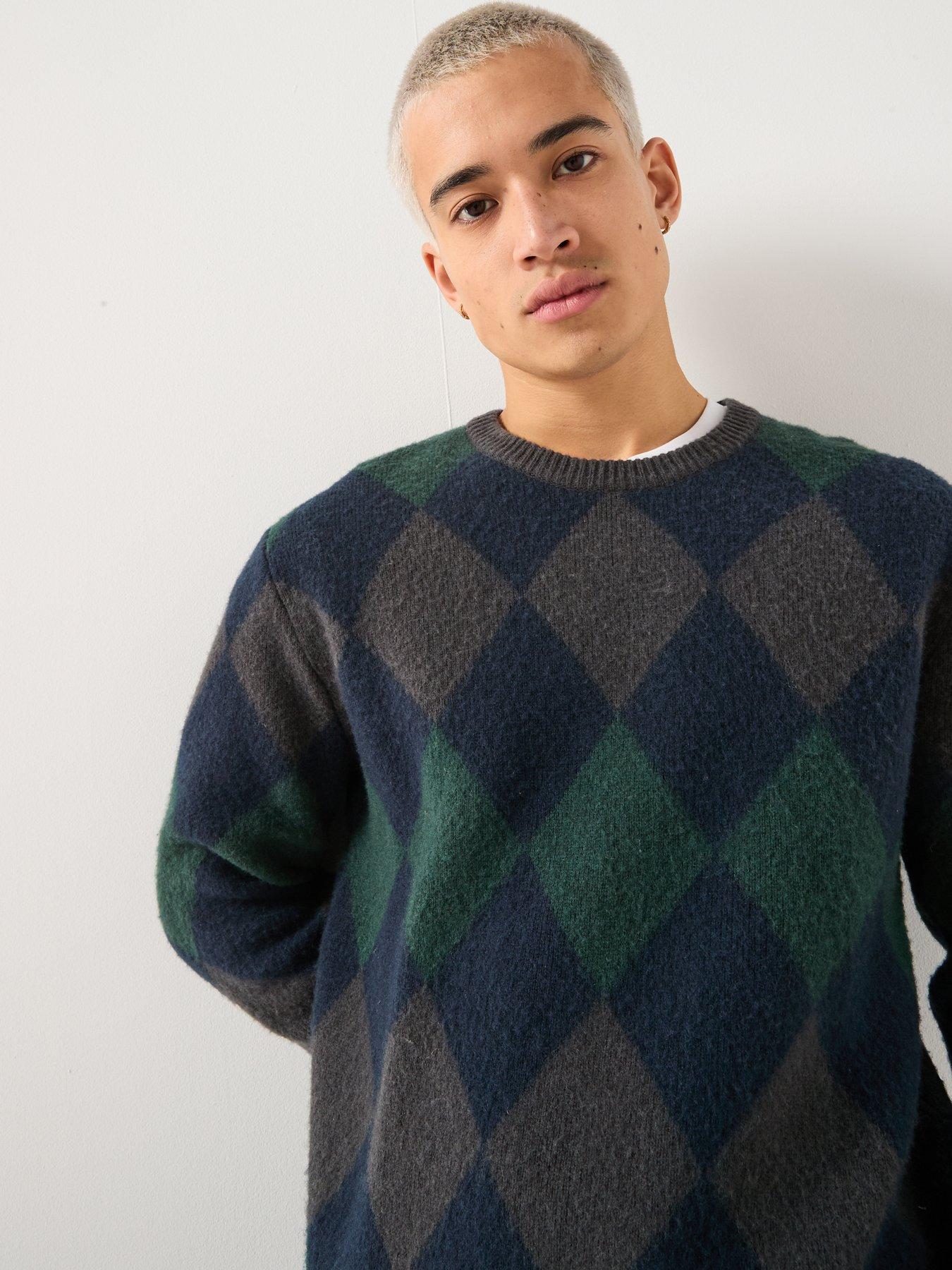  image of double-a-by-wood-wood-jan-argyle-crew-knitted-jumper-dark-green