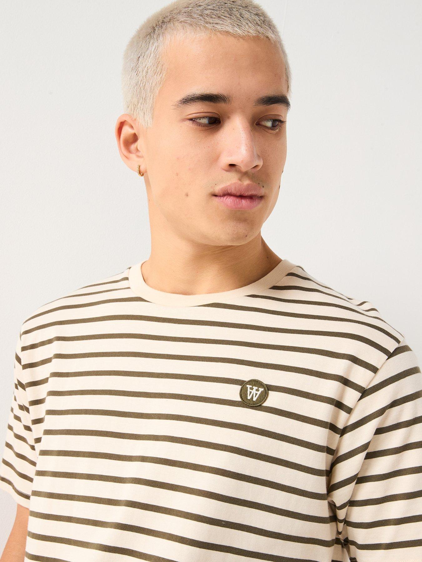 Image 4 of 4 of Double A by Wood Wood Ace Stripe T-shirt - Dark Green
