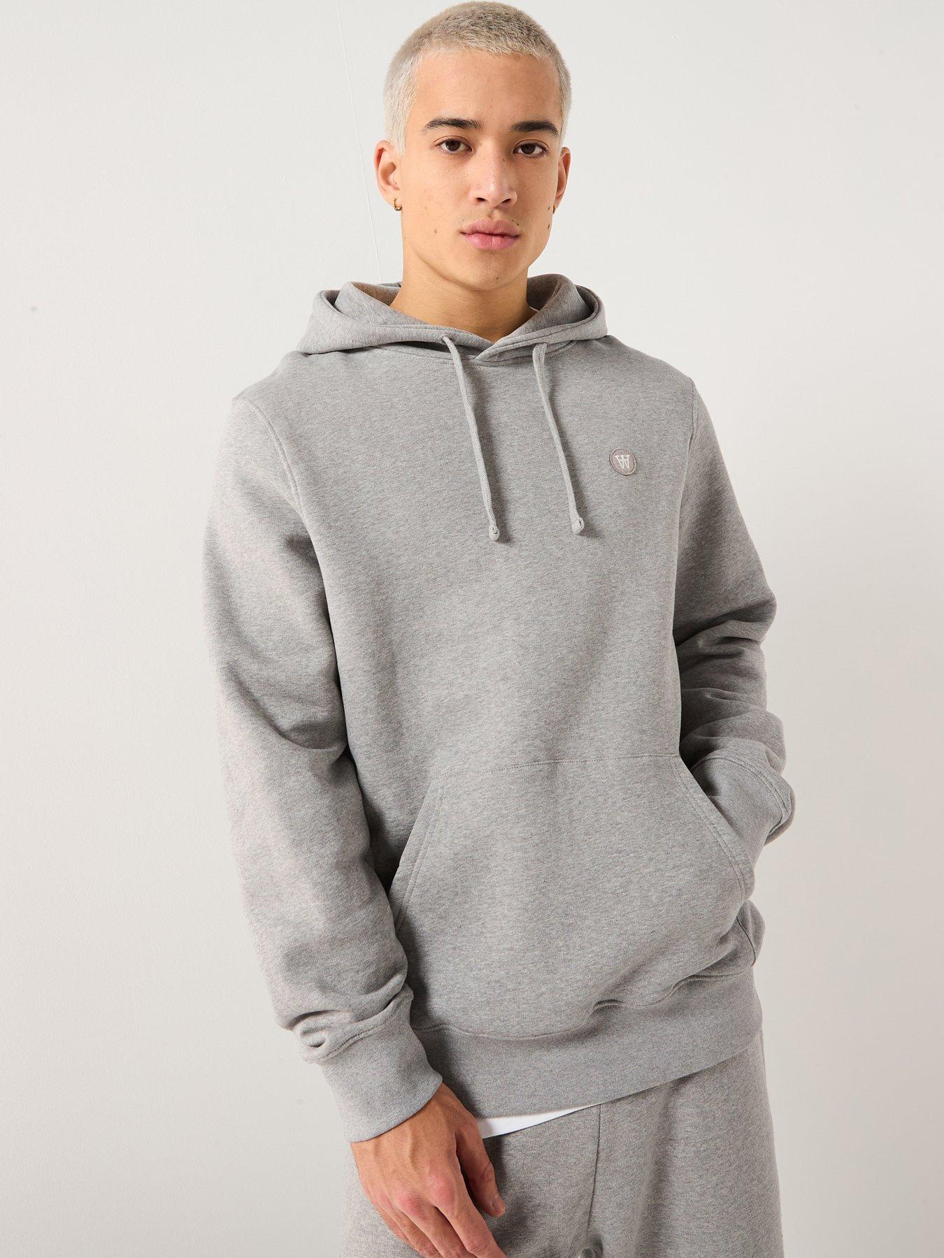 Double A by Wood Wood Double A By Ash Coin Logo Overhead Hoodie - Light Grey