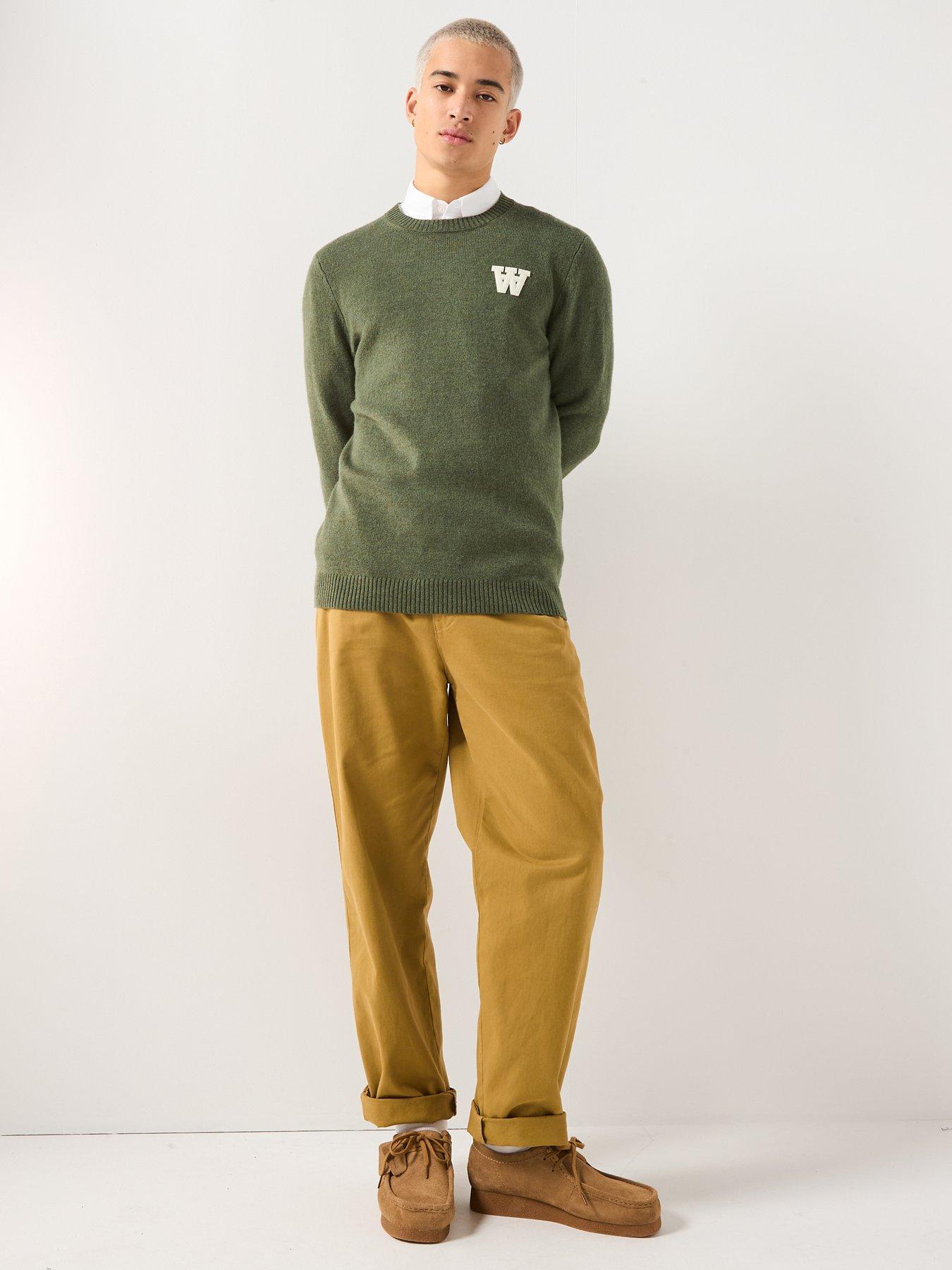  image of double-a-by-wood-wood-tay-aa-lambswool-knitted-jumper-dark-green