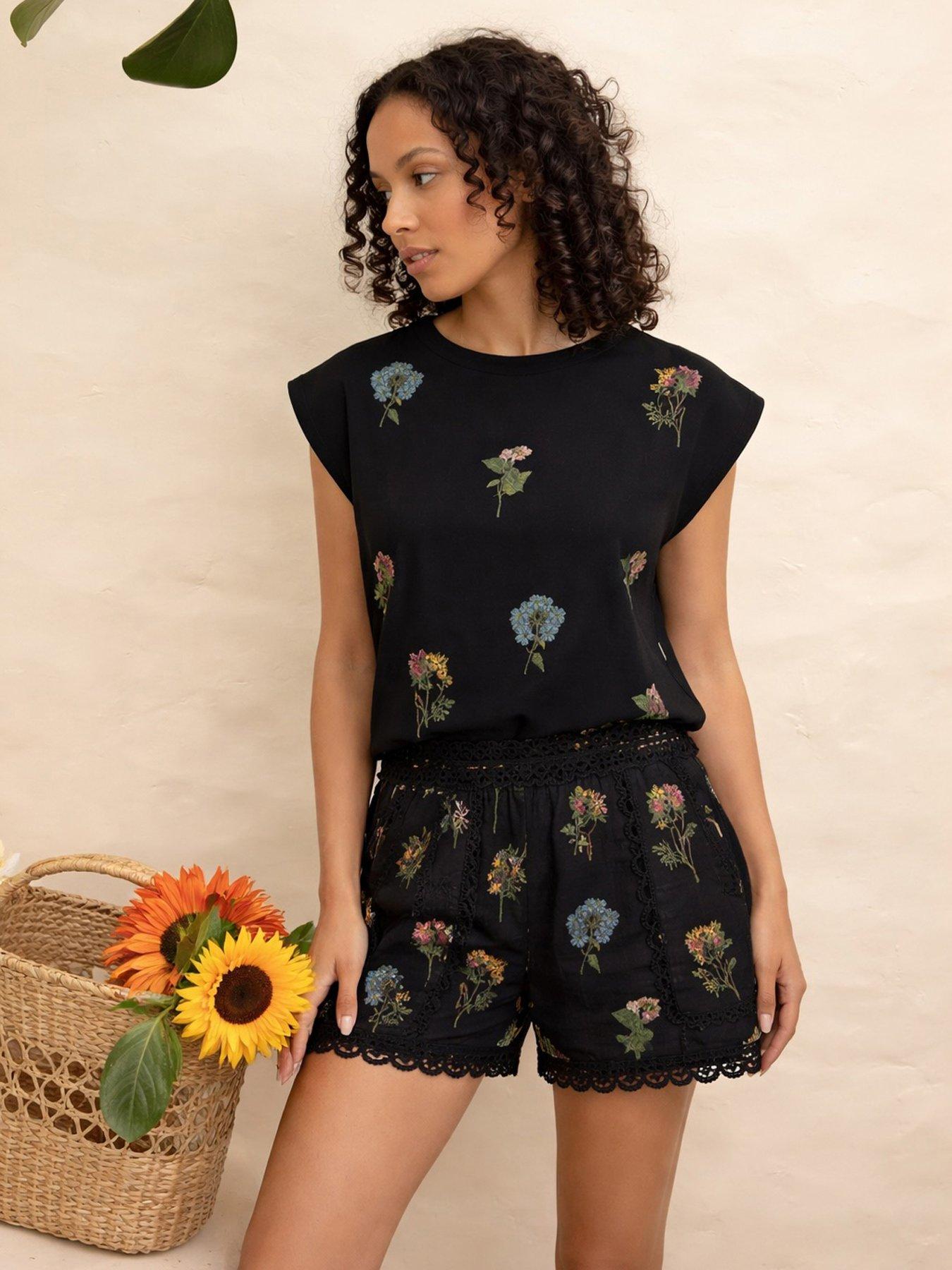 Emily Lovelock Maisie Embroidered Vest - Black