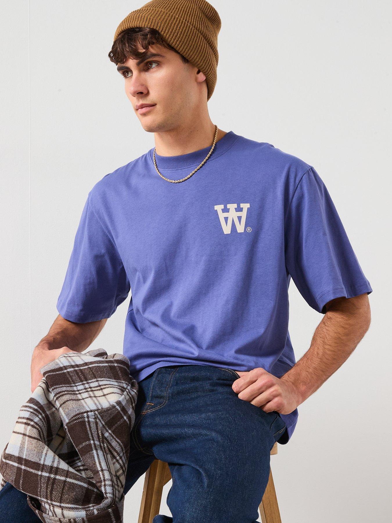 Image 5 of 6 of Double A by Wood Wood Crew Neck Logo&nbsp;T-Shirt - Dark Blue