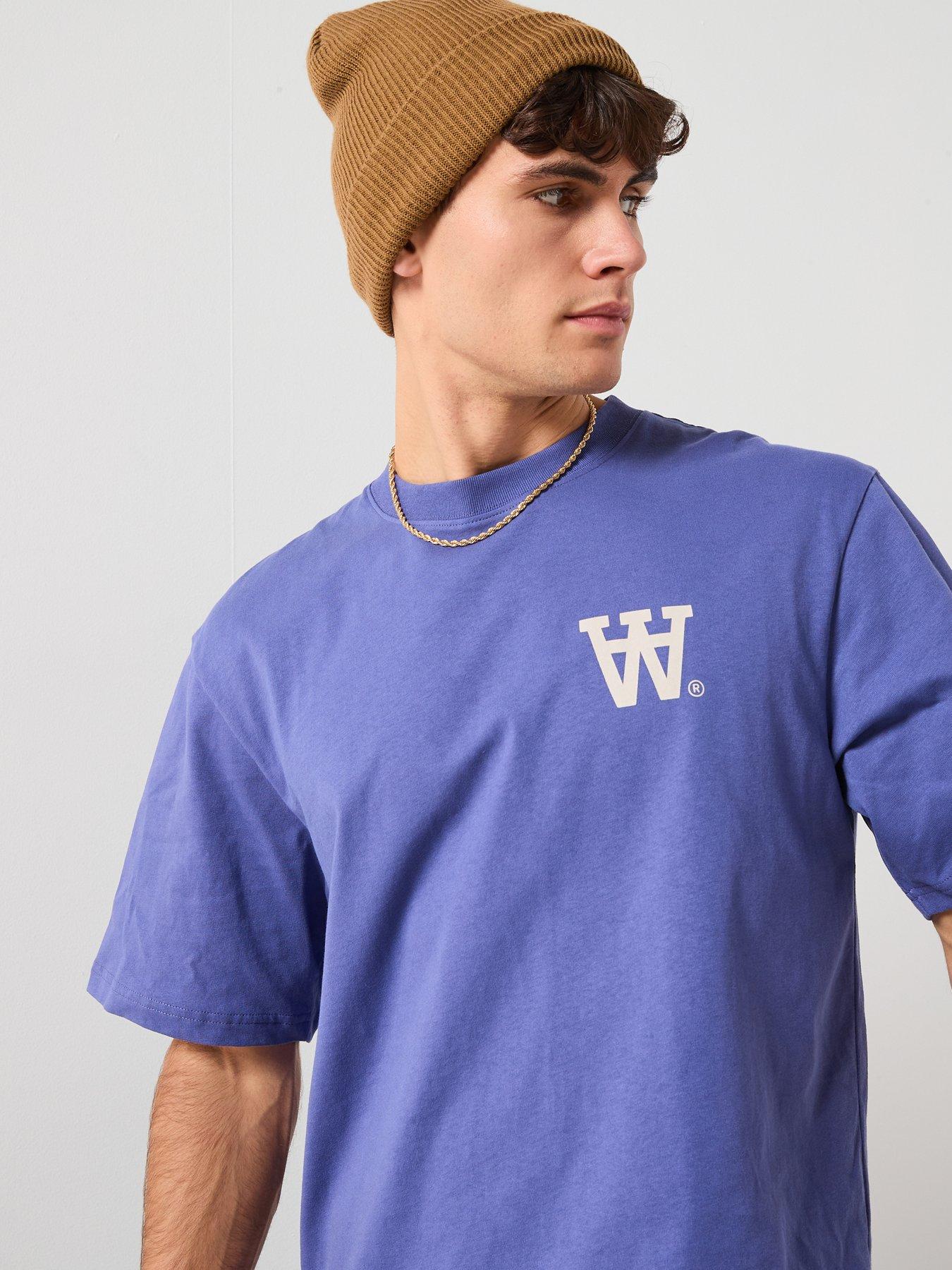 Image 6 of 6 of Double A by Wood Wood Crew Neck Logo&nbsp;T-Shirt - Dark Blue