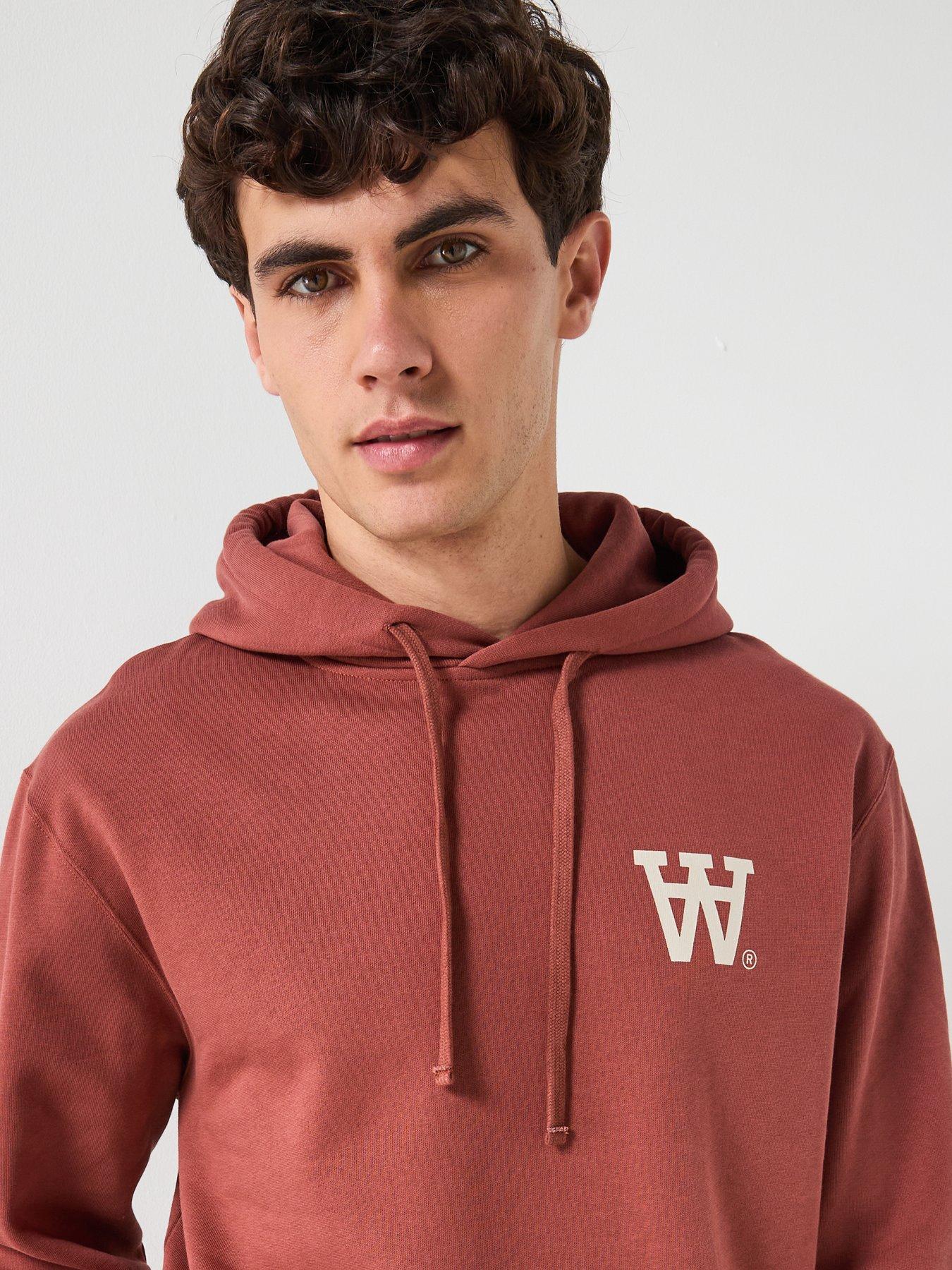  image of double-a-by-wood-wood-cass-aa-chest-print-hoodie-dark-red