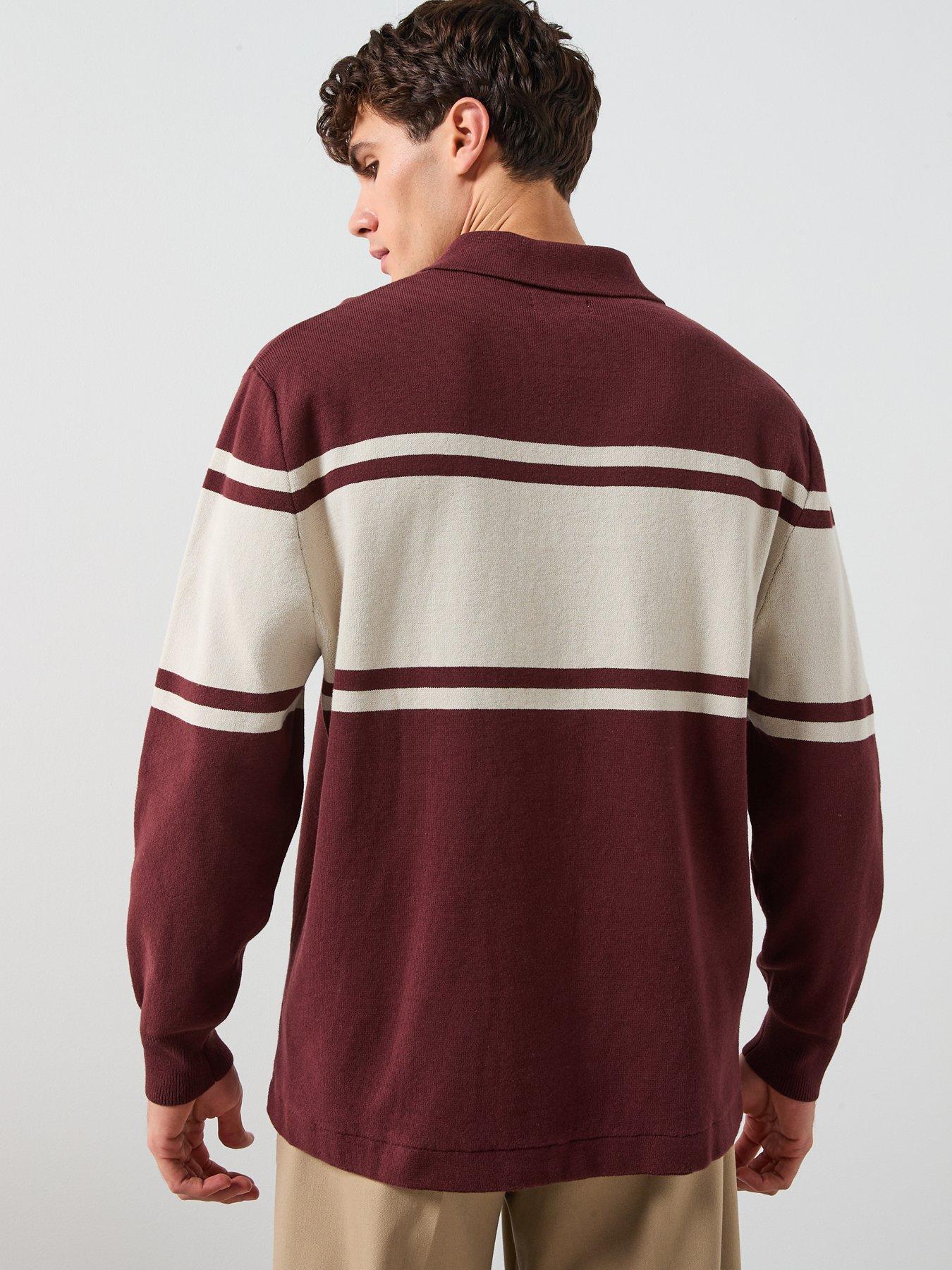 stillFront image of double-a-by-wood-wood-curt-long-sleeve-rugger-polo-shirt-dark-brown