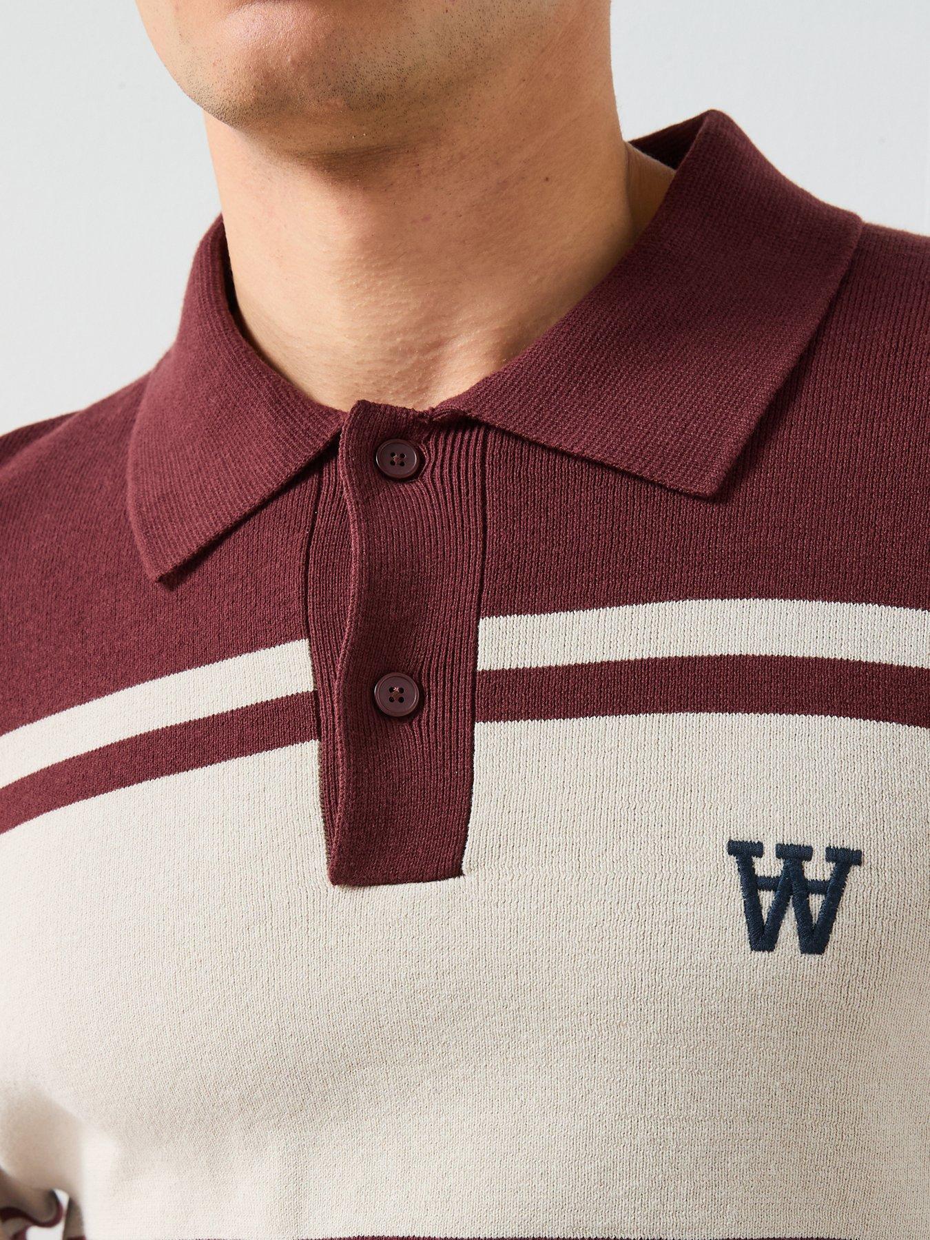  image of double-a-by-wood-wood-curt-long-sleeve-rugger-polo-shirt-dark-brown