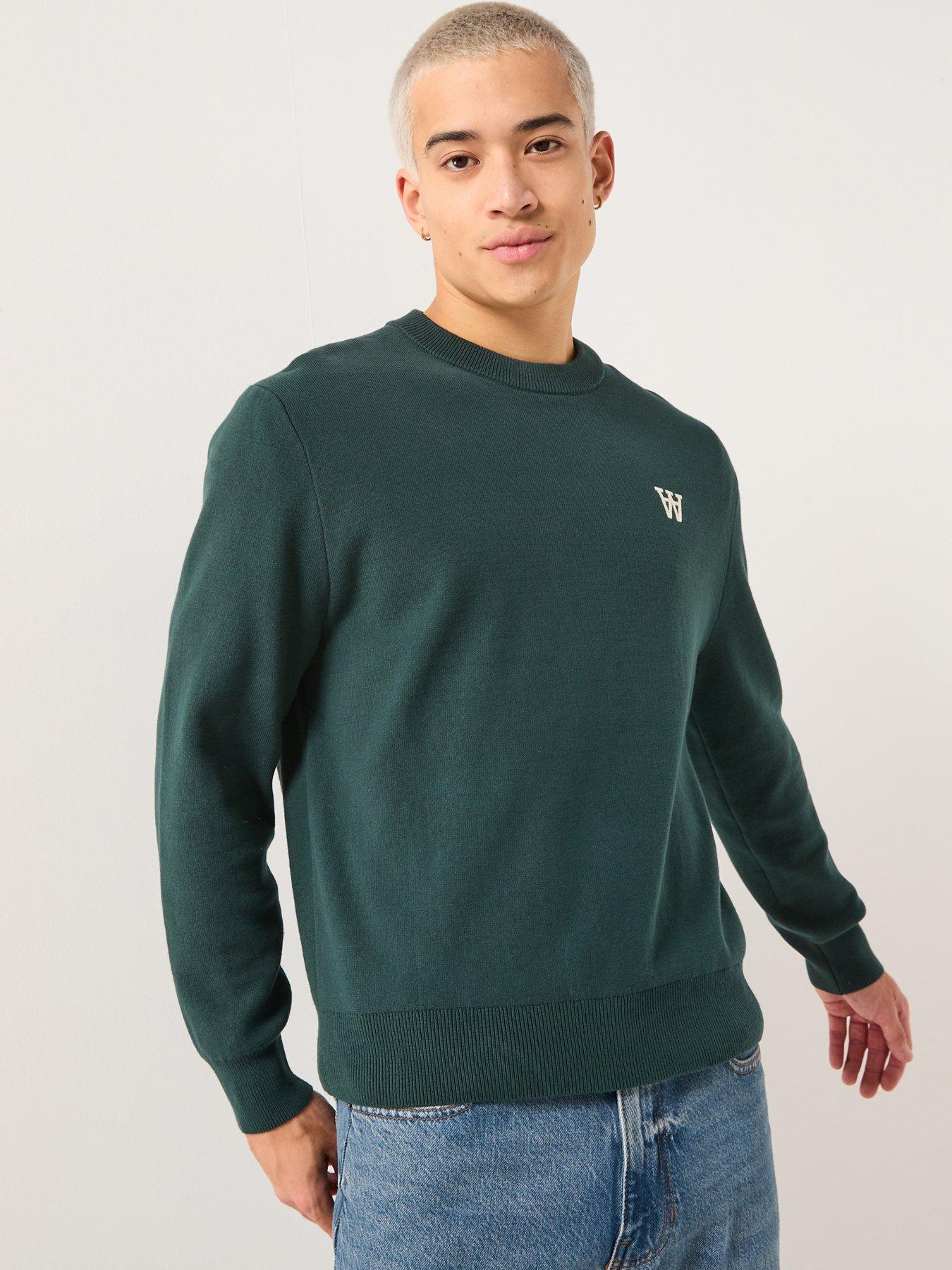 Double A by Wood Wood Double A By Curt Aa Logo Crew Sweatshirt - Dark Green