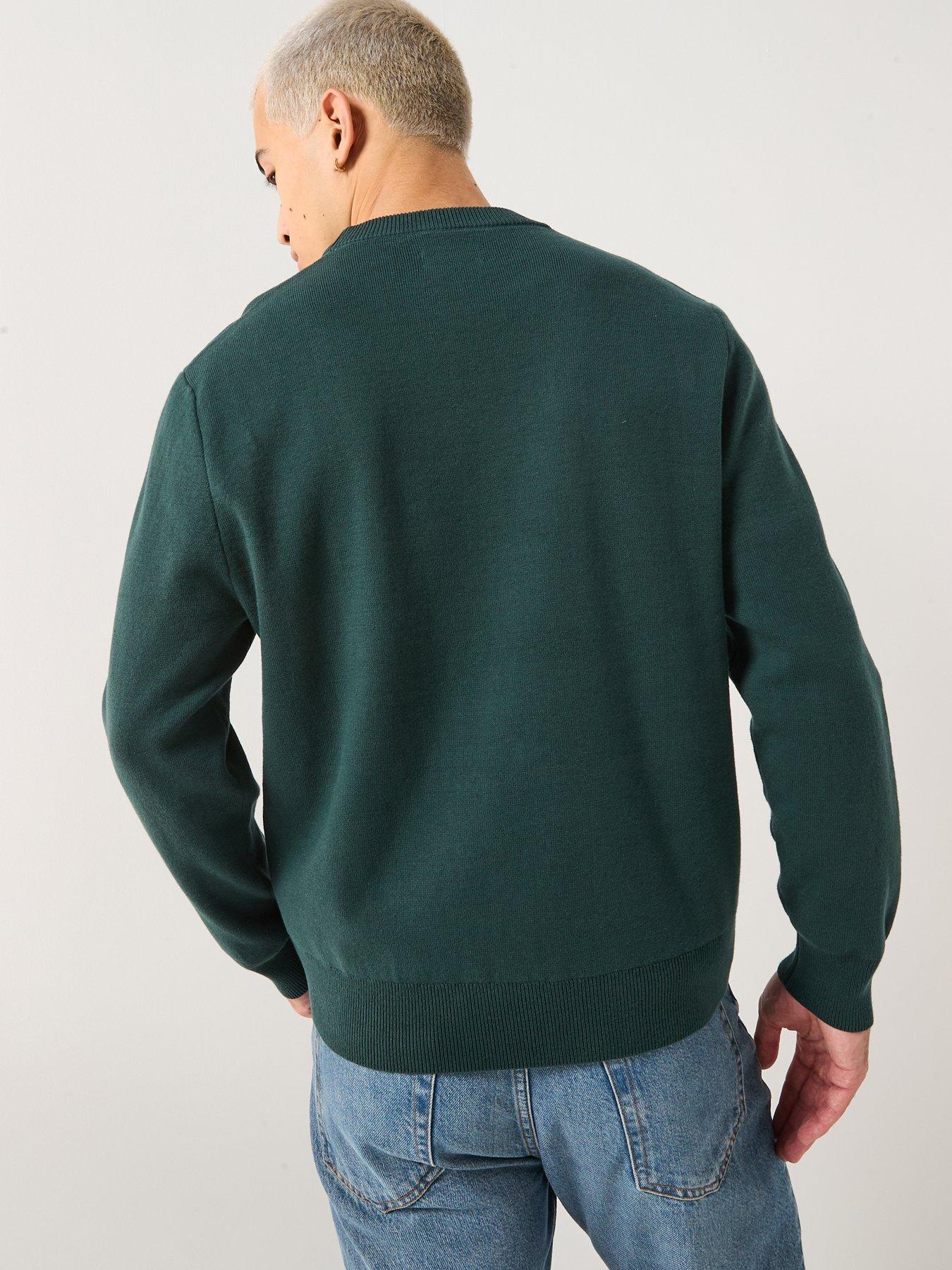  image of double-a-by-wood-wood-curt-aa-logo-crew-sweatshirt-dark-green
