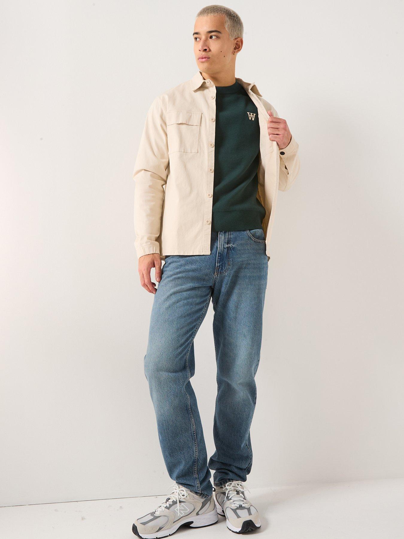  image of double-a-by-wood-wood-curt-aa-logo-crew-sweatshirt-dark-green