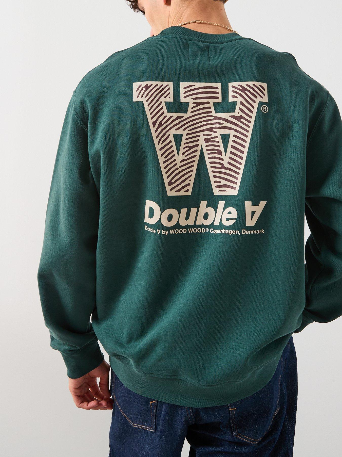 stillFront image of double-a-by-wood-wood-james-aaneue-crew-sweat-dark-green