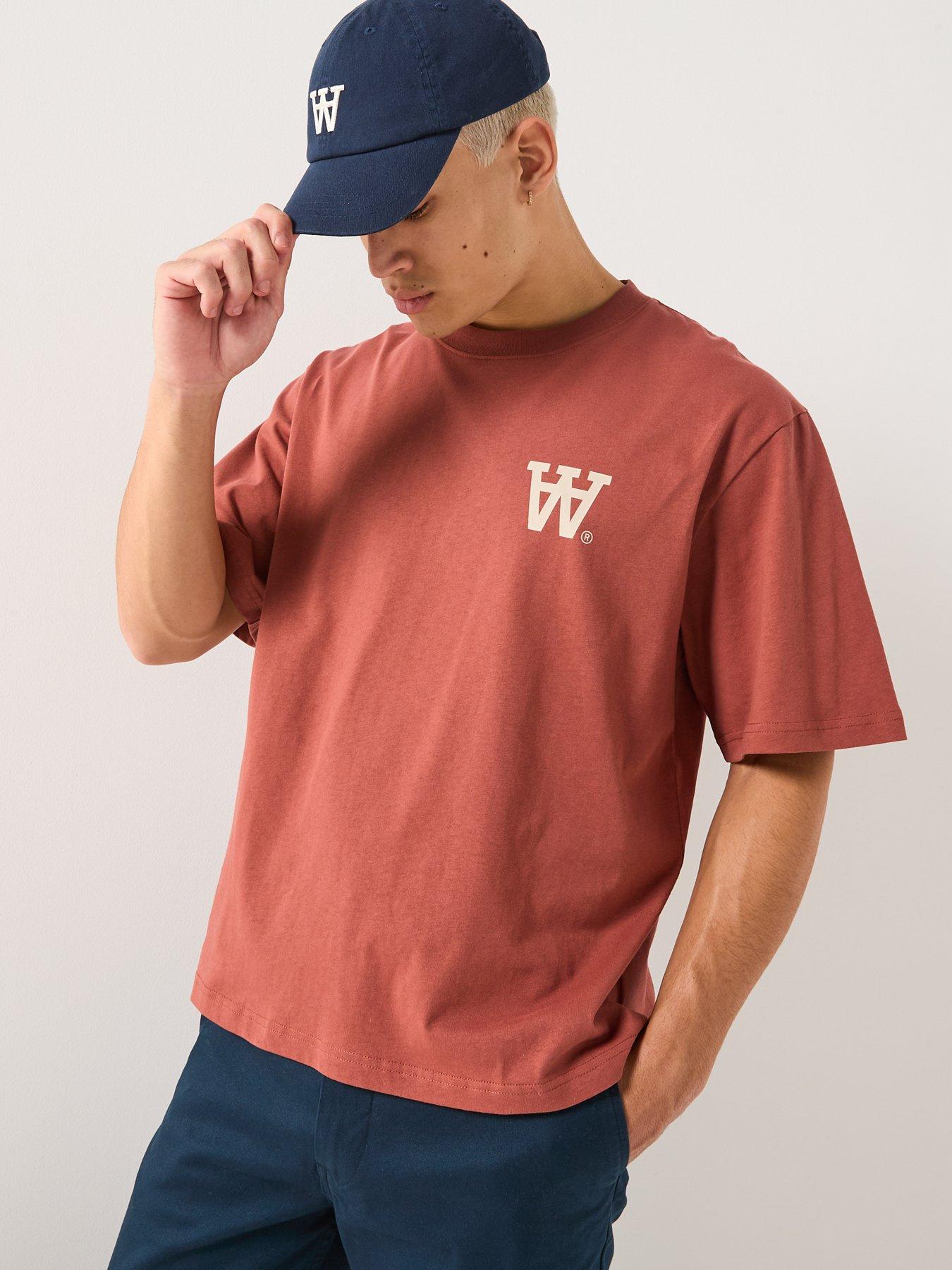  image of double-a-by-wood-wood-liam-aa-logo-t-shirt-dark-red