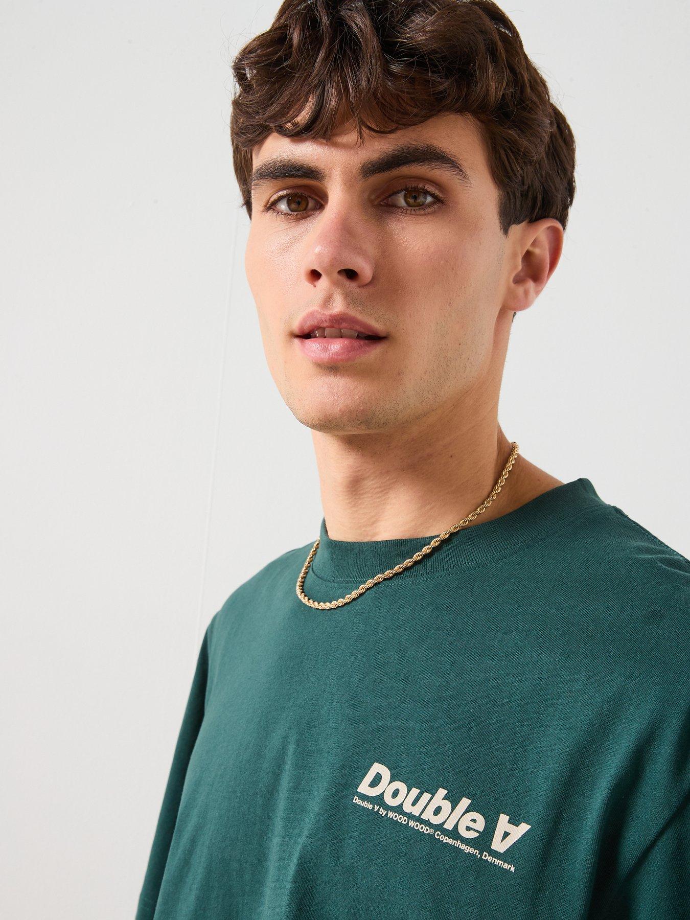  image of double-a-by-wood-wood-liam-aaneue-t-shirt-dark-green