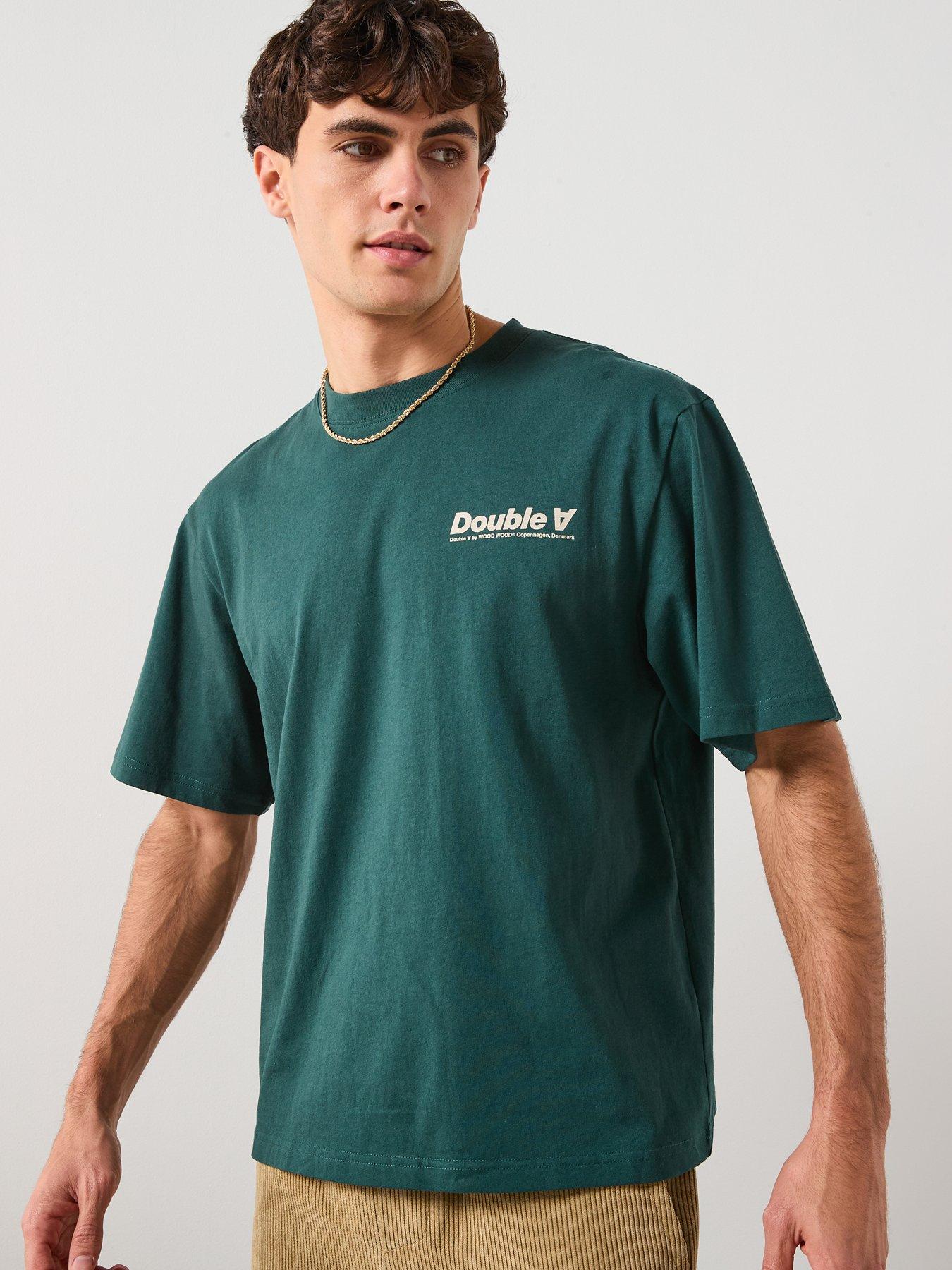 image of double-a-by-wood-wood-liam-aaneue-t-shirt-dark-green