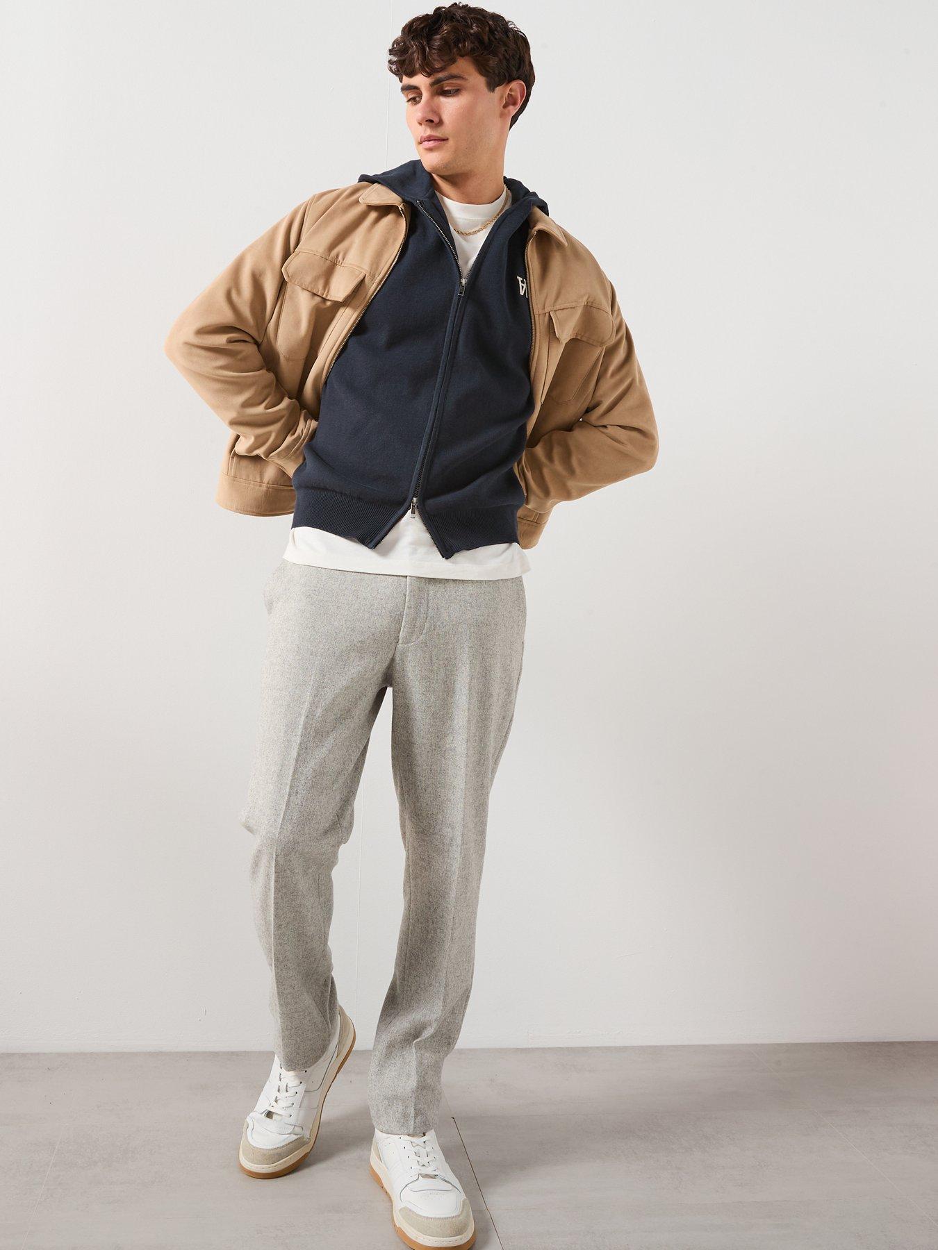  image of double-a-by-wood-wood-curt-aa-logo-zip-through-hoodie-navy