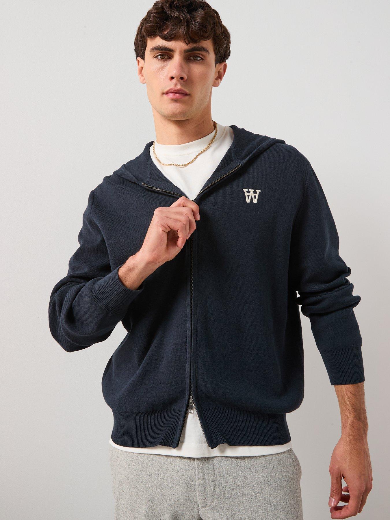  image of double-a-by-wood-wood-curt-aa-logo-zip-through-hoodie-navy