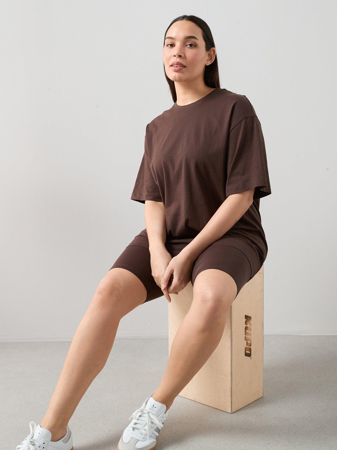 Image 1 of 6 of The Very Collection Curve T-shirt &amp; Cycling Short Co-ord&nbsp;Set