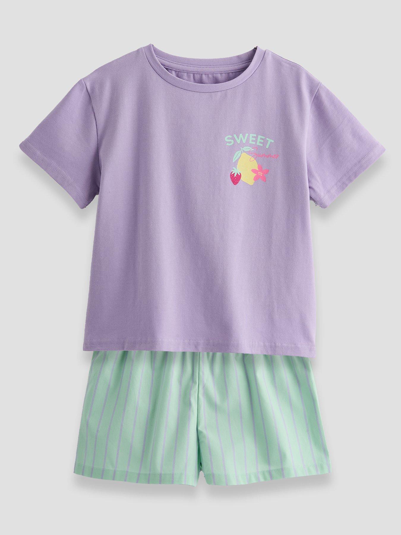 Image 2 of 5 of The Very Collection Girls 3 Pack Sunshine Stripe Shorts Pyjamas - Multi