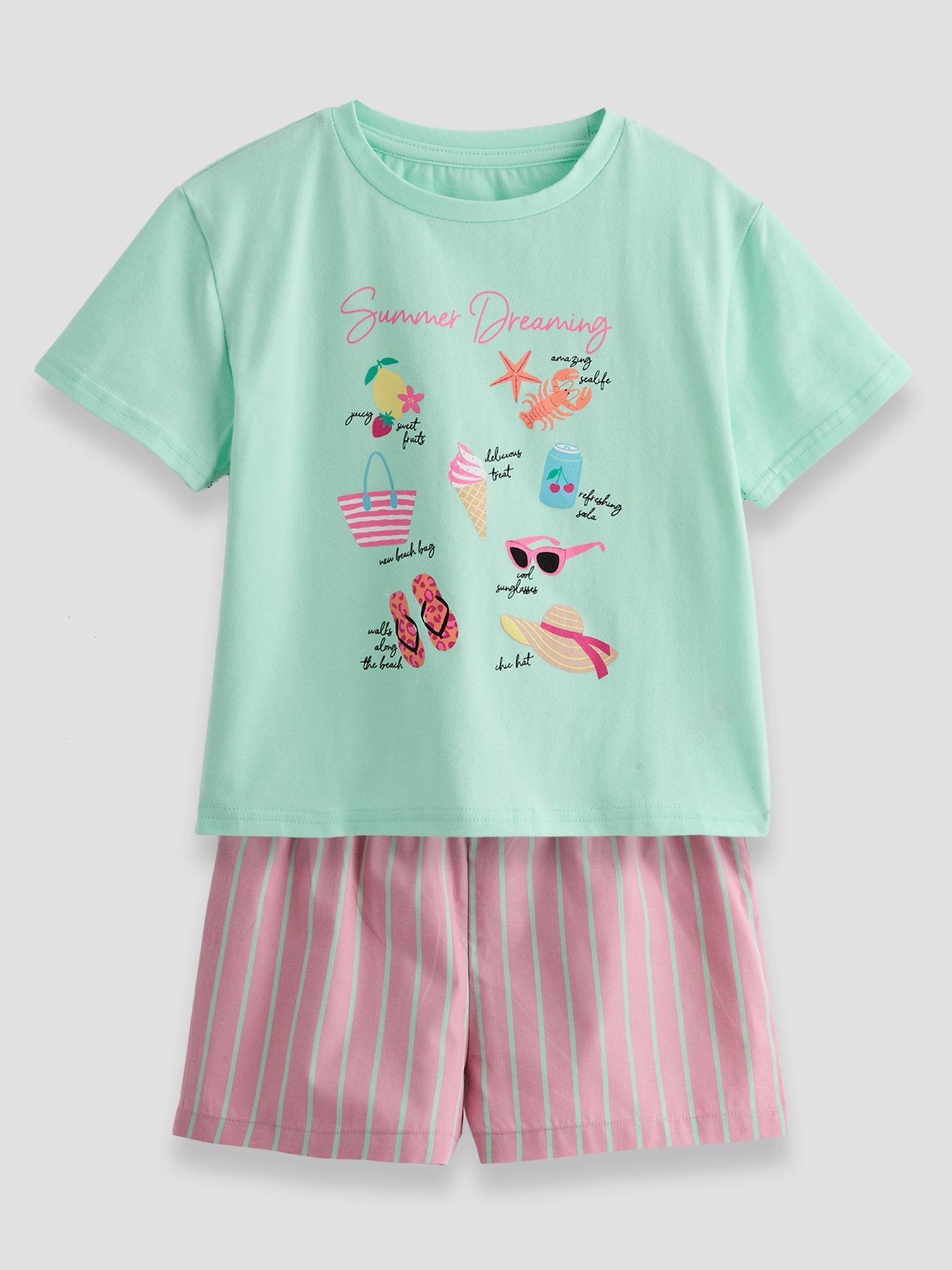 Image 3 of 5 of The Very Collection Girls 3 Pack Sunshine Stripe Shorts Pyjamas - Multi