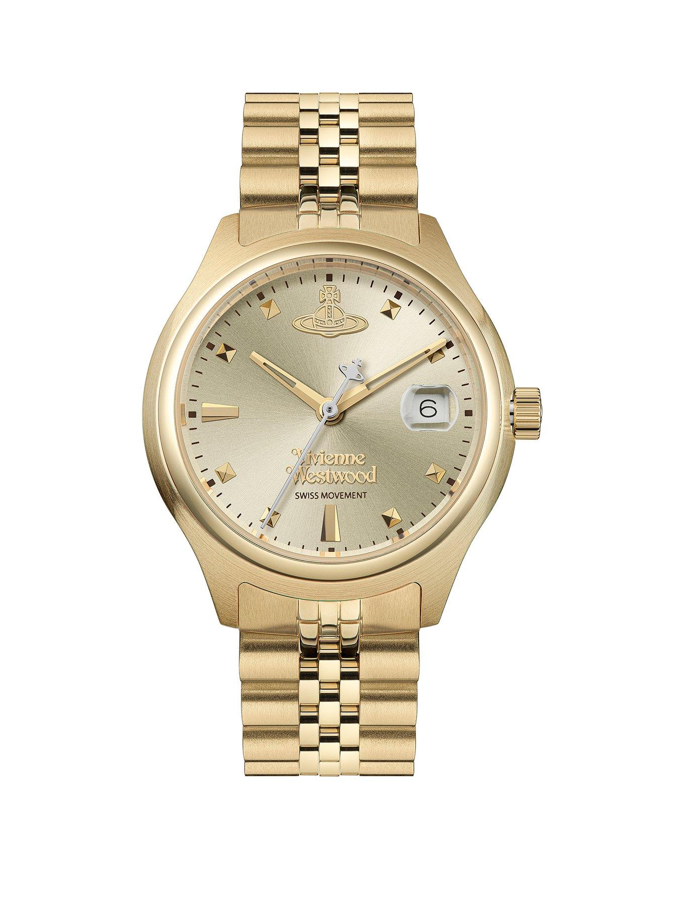 Vivienne Westwood Little Camberwell Ladies Quartz Watch Champagne Sunray Dial Gold Stainless Steel Case and Bracelet