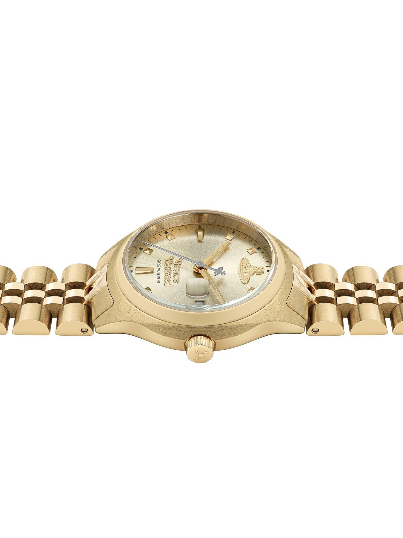 Image 4 of 7 of Vivienne Westwood Vivienne Westwood Little Camberwell Ladies Quartz Watch Champagne Sunray Dial Gold Stainless Steel Case and Bracelet