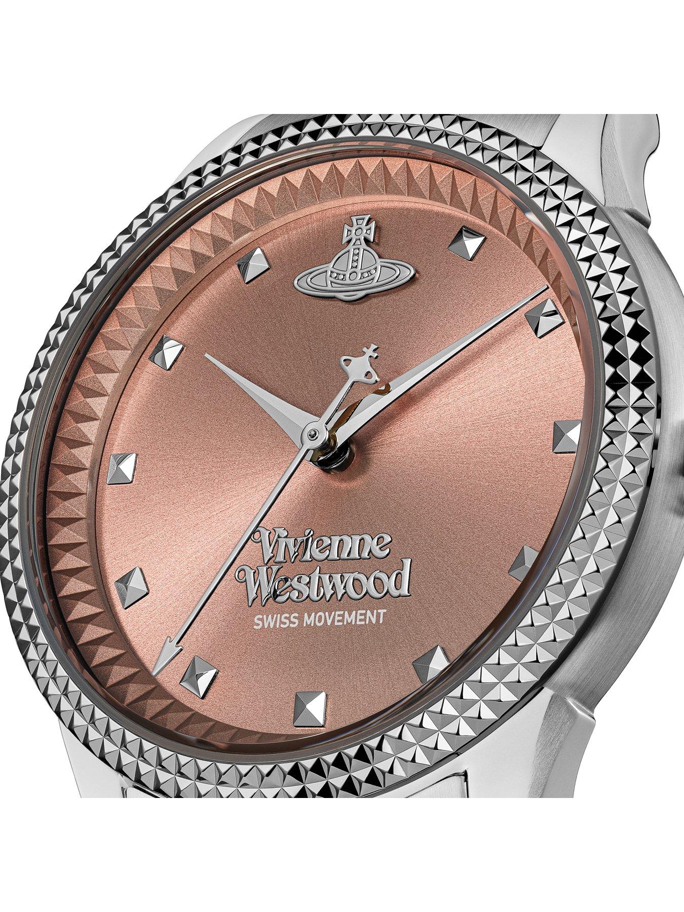  image of vivienne-westwood-little-seymour-ladies-quartz-watch-dusty-pink-sunray-dial-silver-stainless-steel-case-and-bracelet
