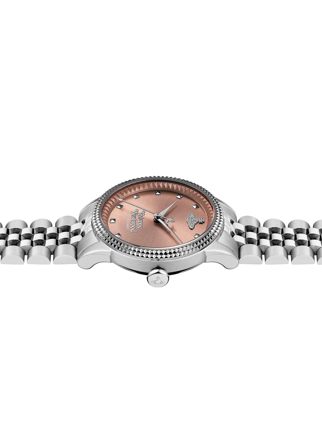  image of vivienne-westwood-little-seymour-ladies-quartz-watch-dusty-pink-sunray-dial-silver-stainless-steel-case-and-bracelet