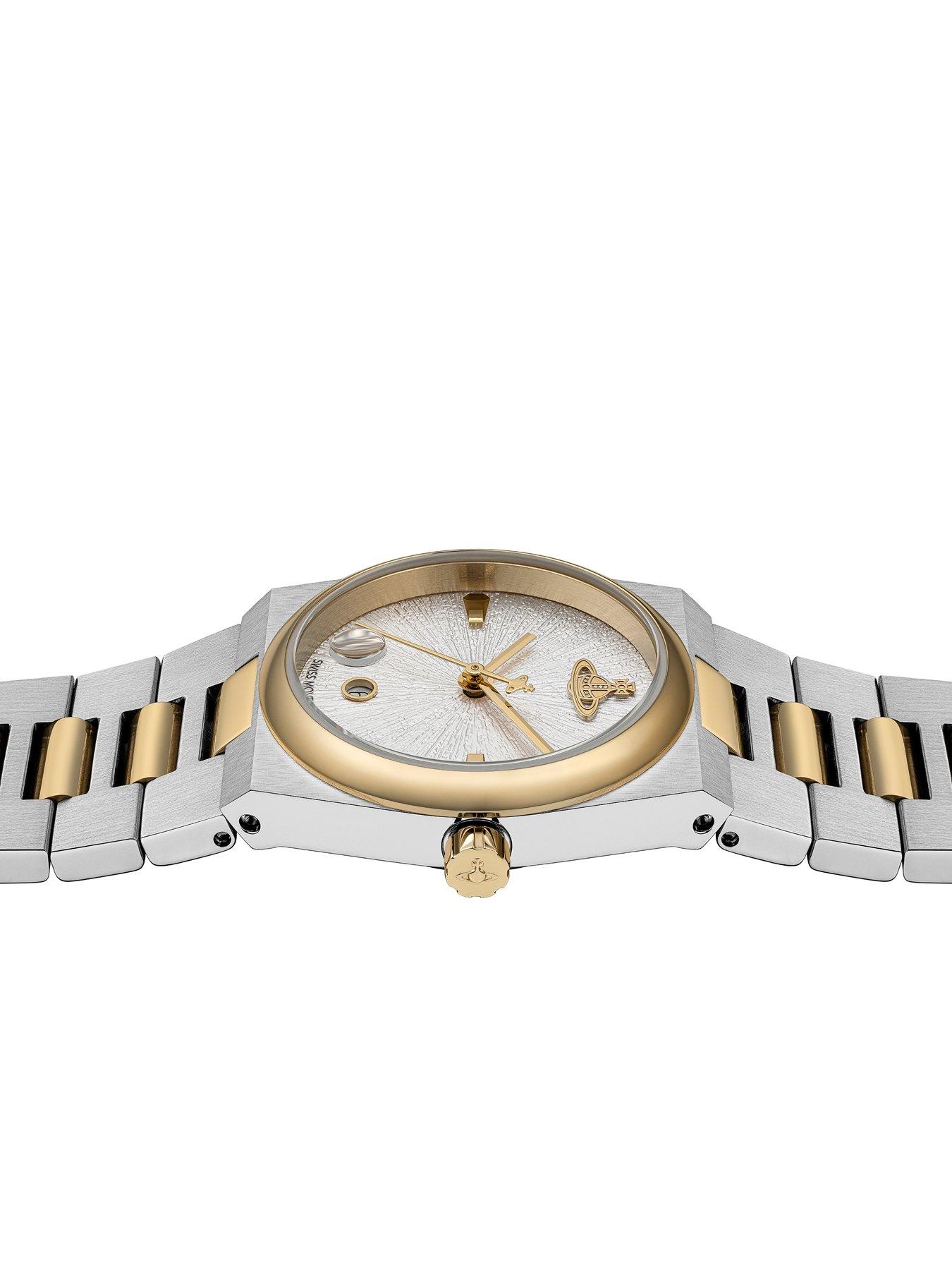  image of vivienne-westwood-the-hoxton-ladies-quartz-watch-silver-white-dial-two-tone-stainless-steel-case-and-bracelet