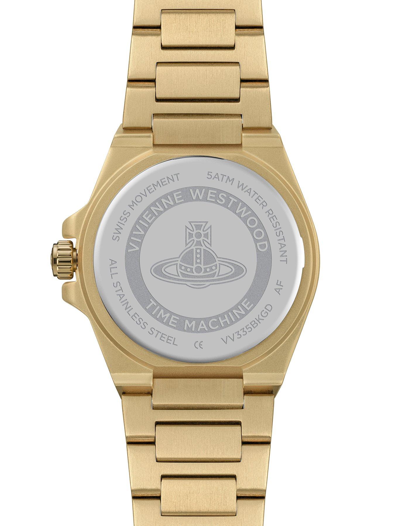  image of vivienne-westwood-the-hanwell-ladies-quartz-watch-black-dial-gold-stainless-steel-case-and-bracelet