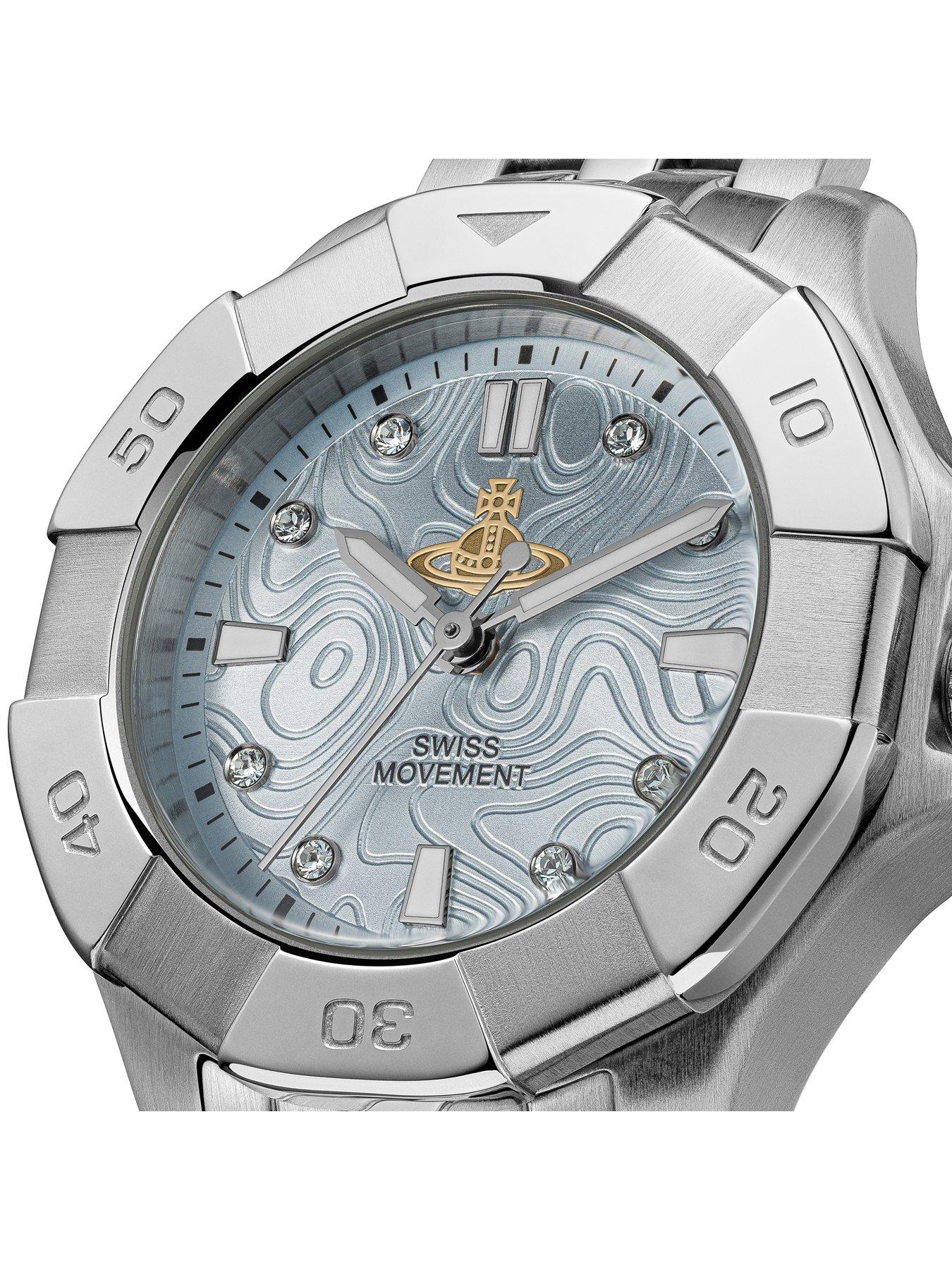  image of vivienne-westwood-the-brompton-ladies-quartz-watch-blue-dial-silver-stainless-steel-case-and-bracelet