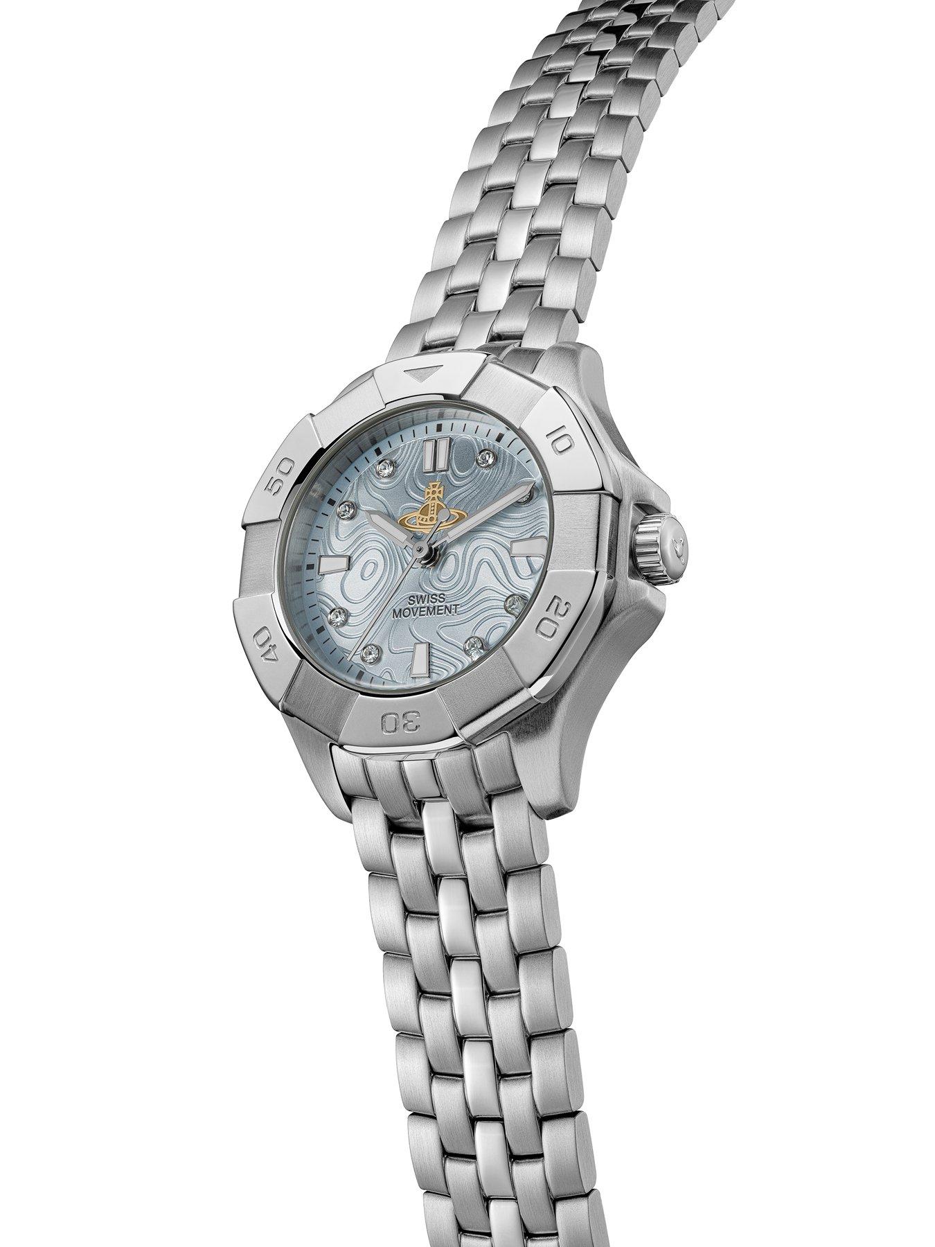  image of vivienne-westwood-the-brompton-ladies-quartz-watch-blue-dial-silver-stainless-steel-case-and-bracelet
