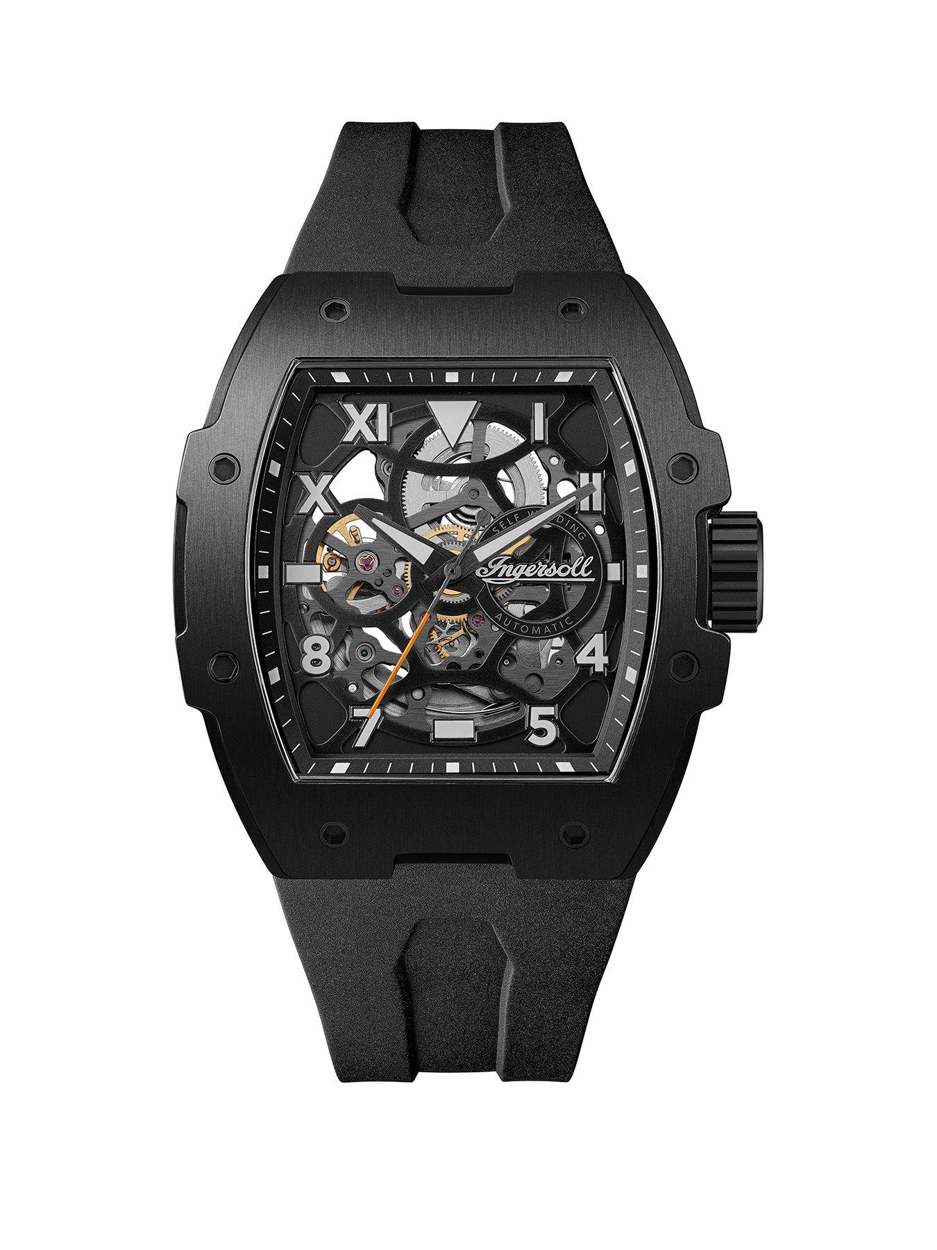 Ingersoll 1892 The Play Automatic Mens Watch with Black Skeleton Dial and Black PU Strap - I15302