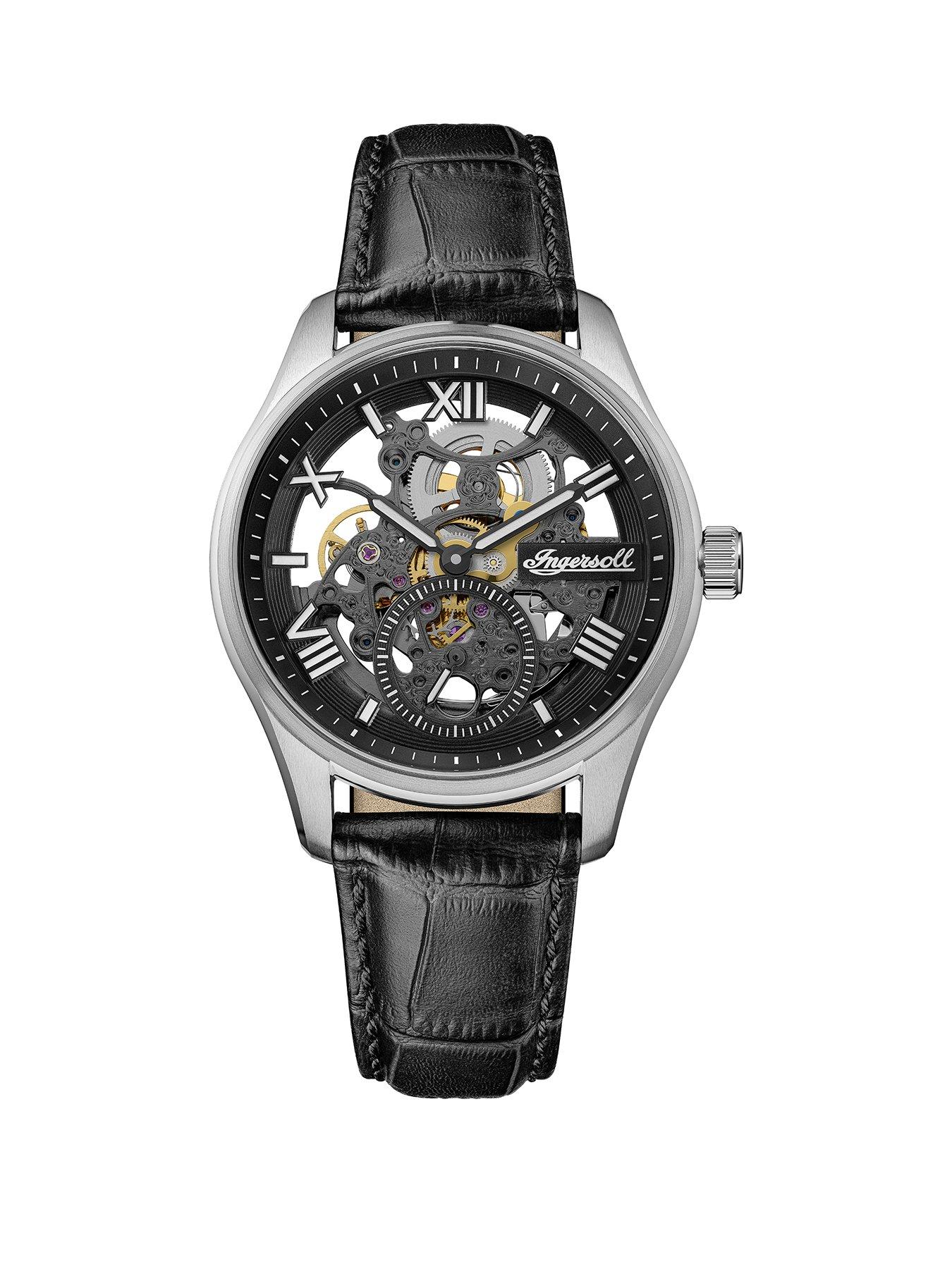 Ingersoll 1892 The Maverick Automatic Mens Watch with Black Dial and Black Leather Strap - I17401