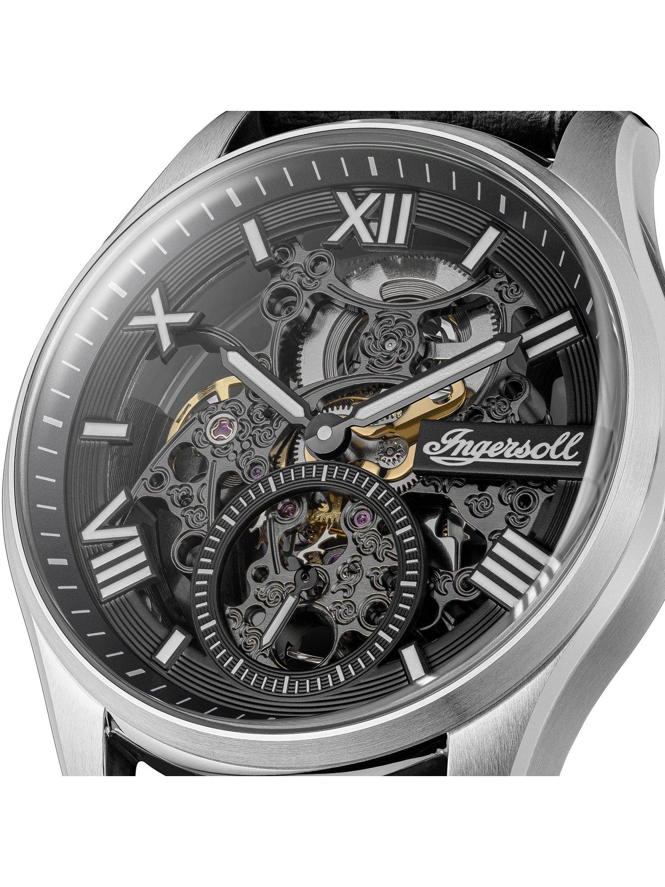  image of ingersoll-1892-the-maverick-automatic-mens-watch-with-black-dial-and-black-leather-strap-i17401