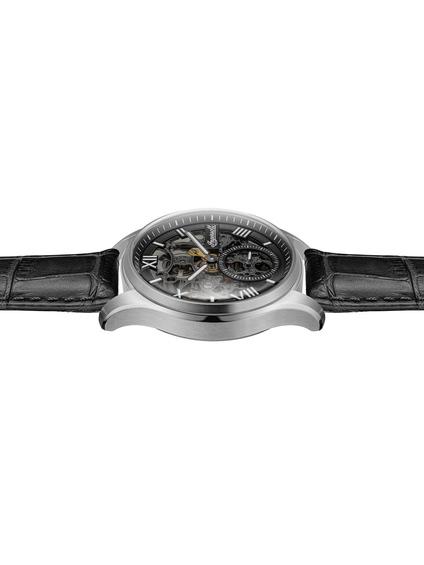 image of ingersoll-1892-the-maverick-automatic-mens-watch-with-black-dial-and-black-leather-strap-i17401