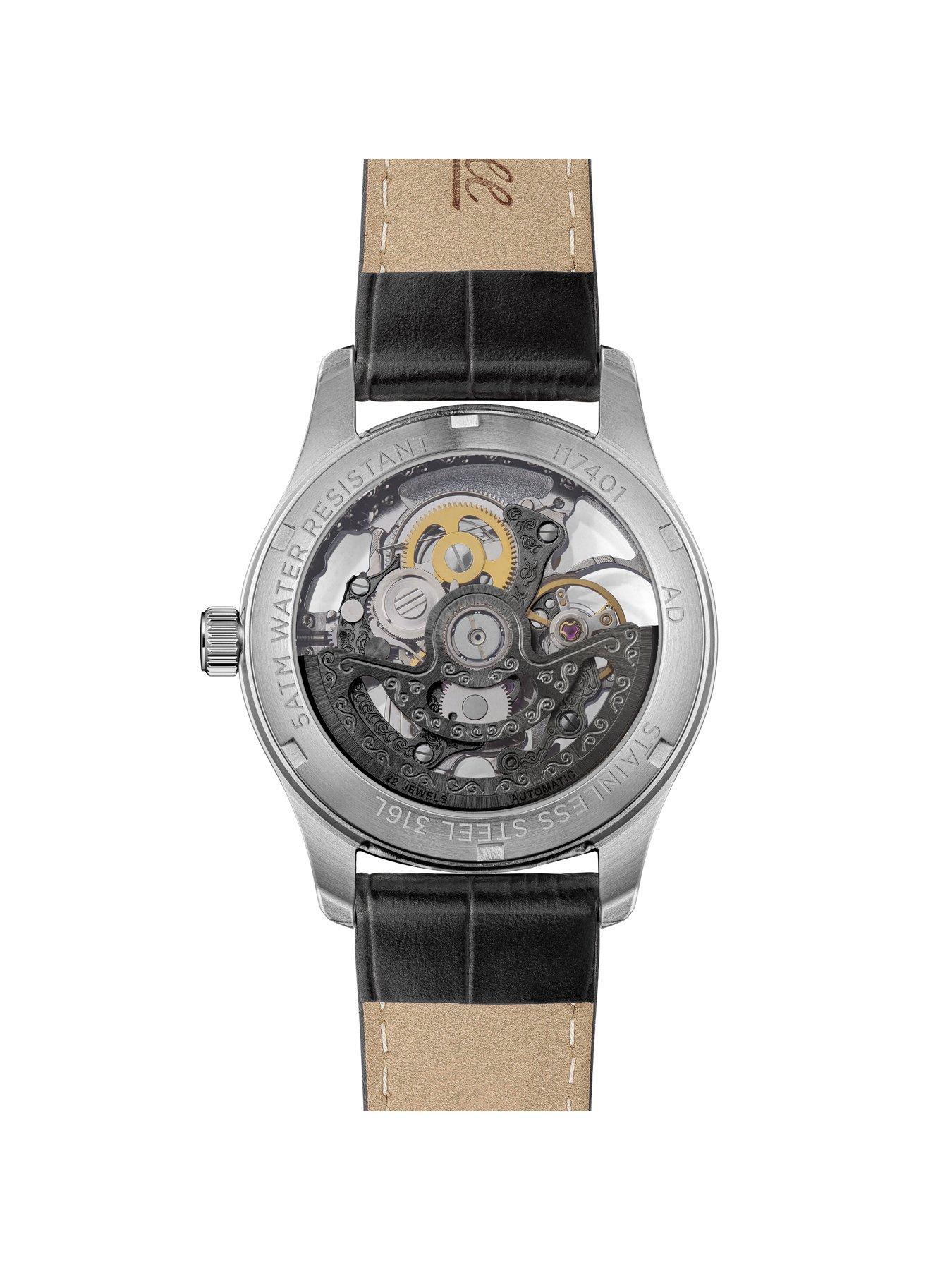  image of ingersoll-1892-the-maverick-automatic-mens-watch-with-black-dial-and-black-leather-strap-i17401