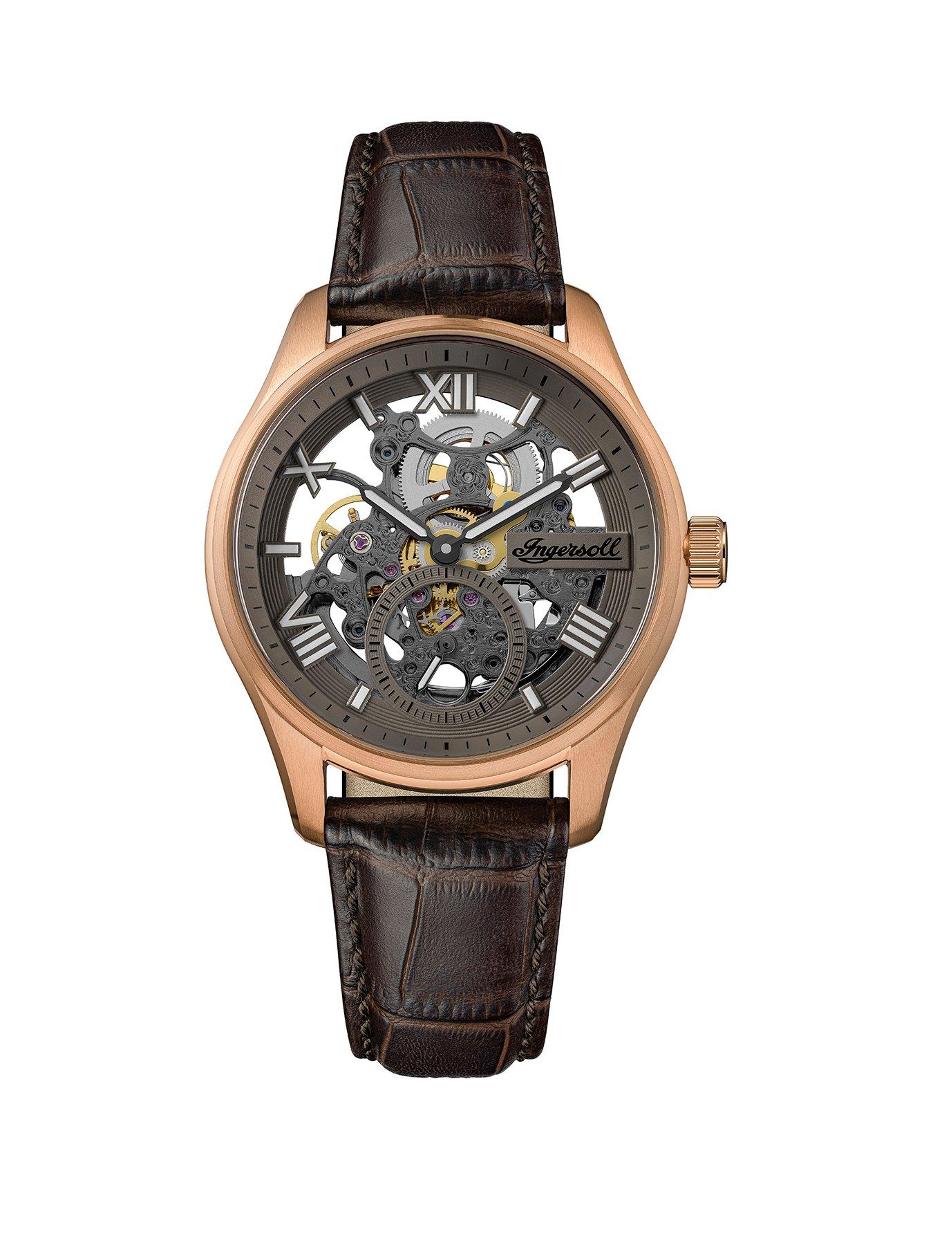 Ingersoll 1892 The Maverick Automatic Mens Watch with Grey Dial and Brown Leather Strap - I17402