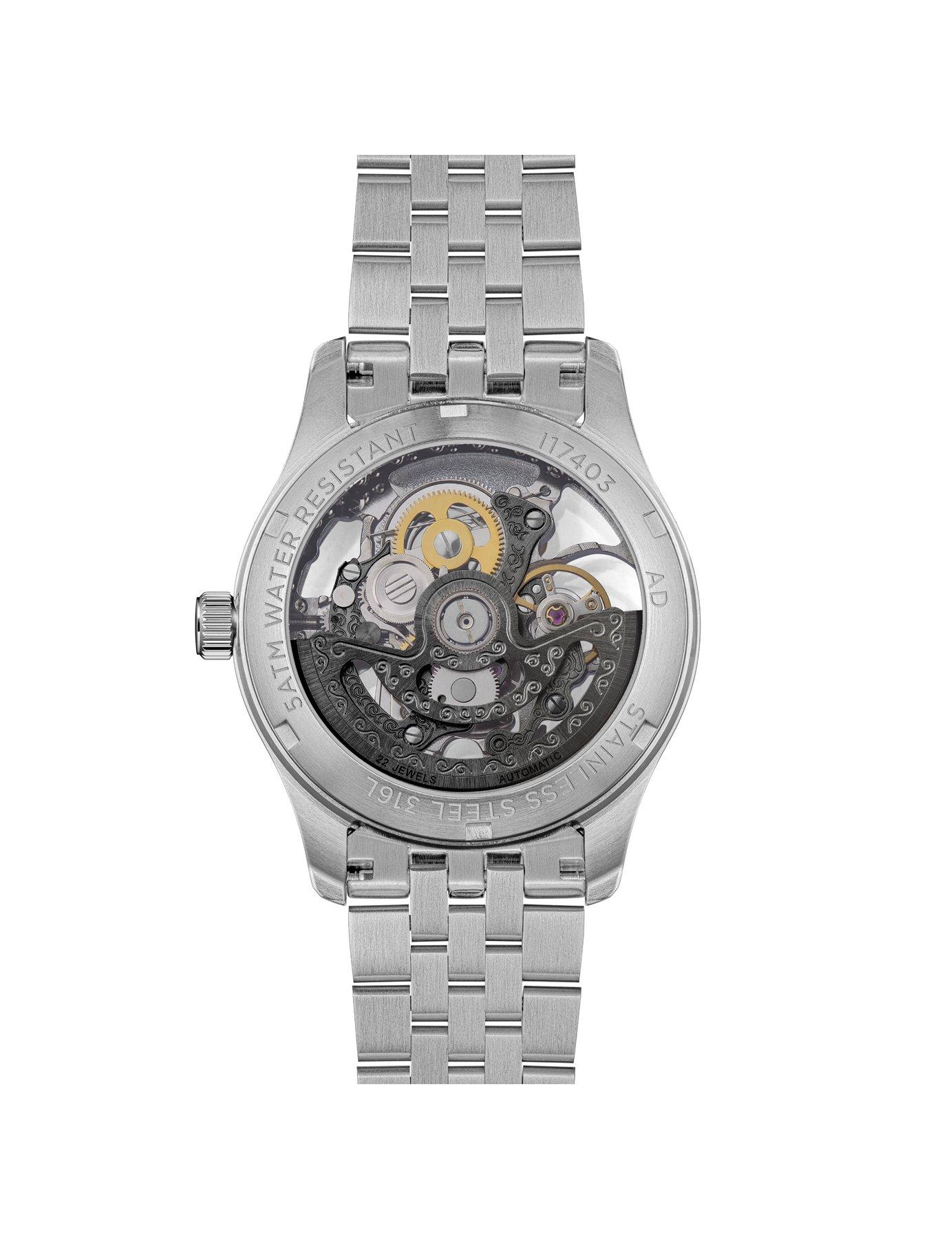  image of ingersoll-1892-the-maverick-automatic-mens-watch-with-black-skeleton-dial-and-silver-stainless-steel-bracelet--i17403